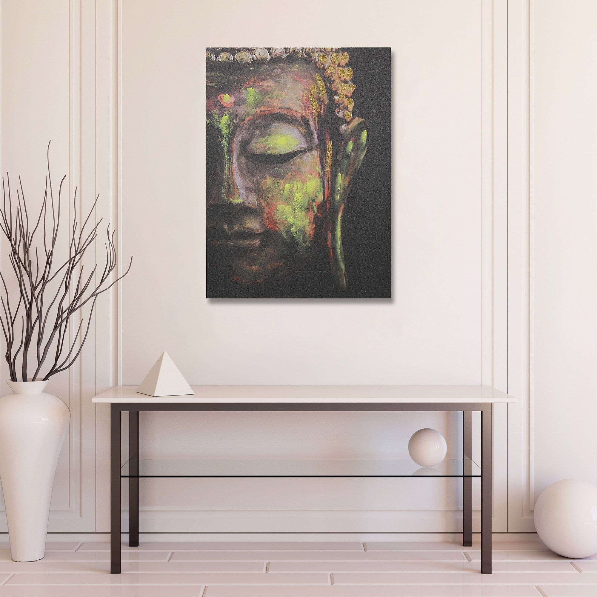 Canvas Wall Art Painting of Buddha Head, Spiritual Wall Decor, Meditation Room Accent, Zen Home Decoration