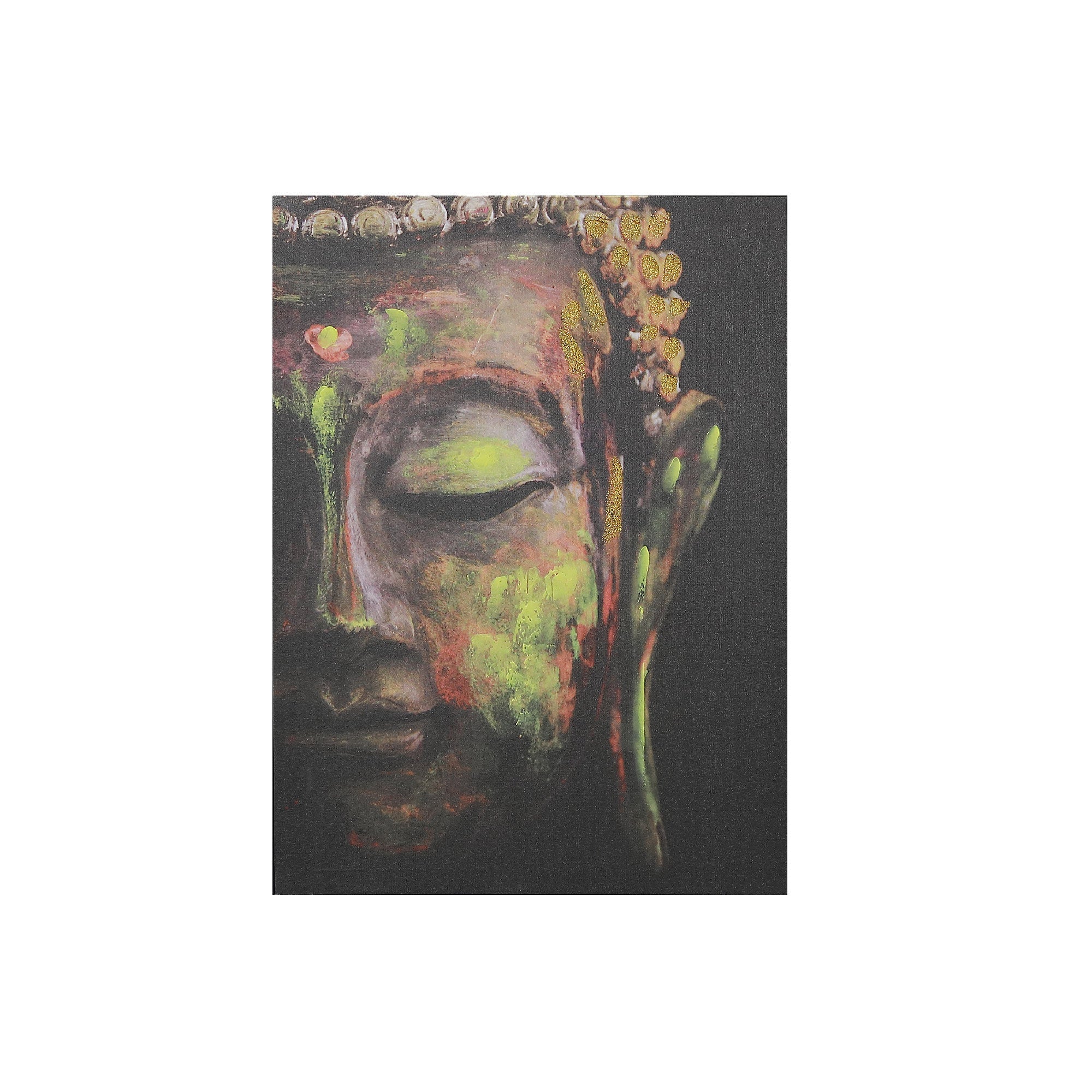 Canvas Wall Art Painting of Buddha Head, Spiritual Wall Decor, Meditation Room Accent, Zen Home Decoration