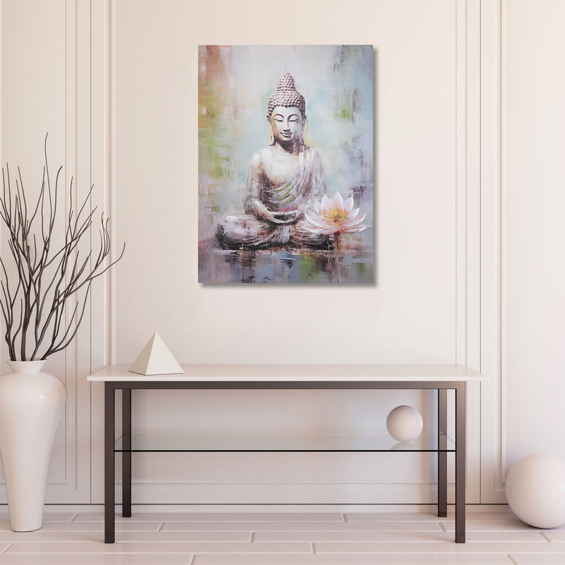 Canvas Wall Art Painting Buddha With Lotus Flower