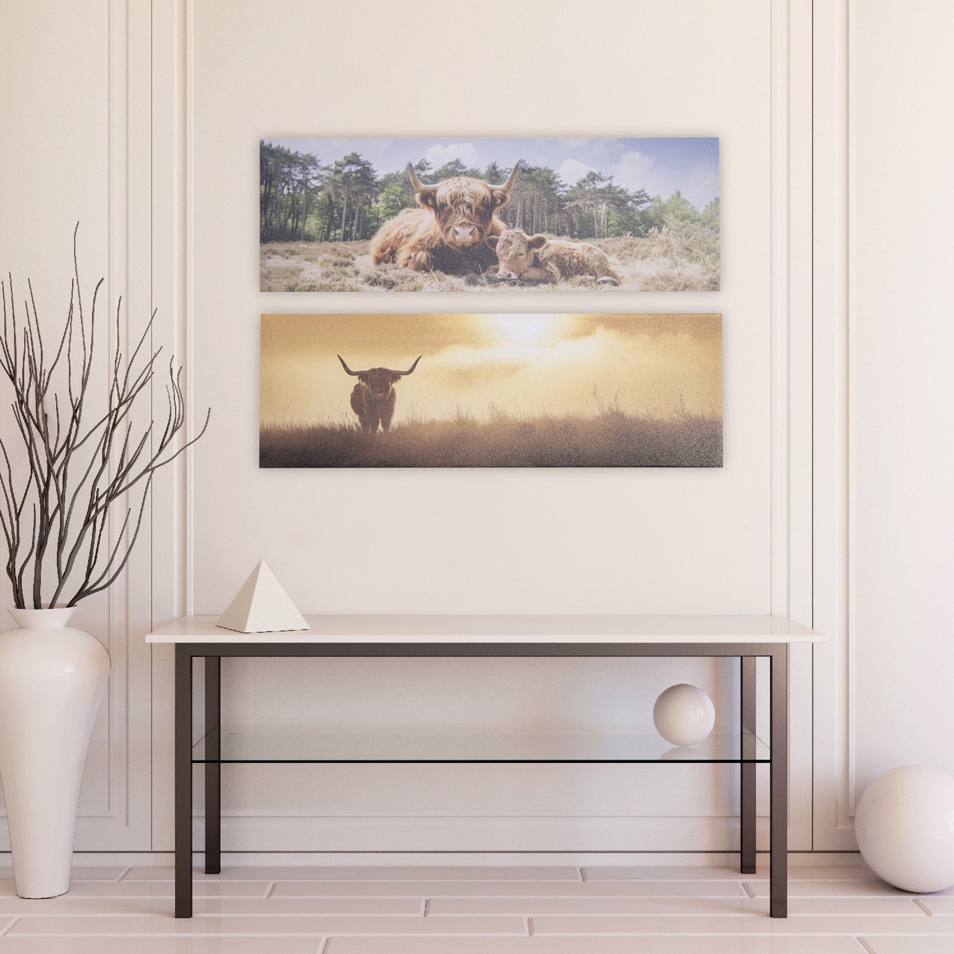 Highland Cattle Canvas Wall Art – Assorted Designs - Set of 2