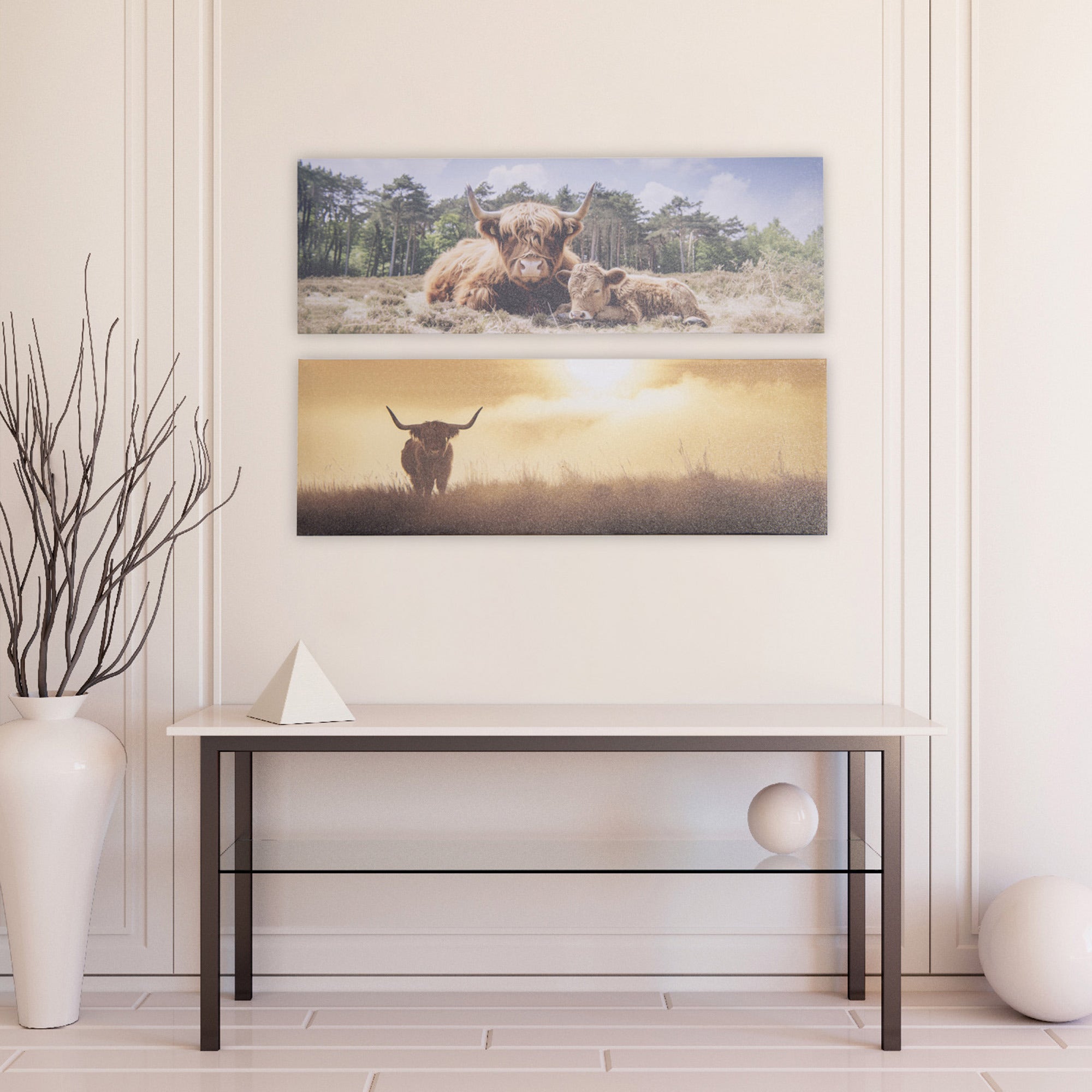 Highland Cattle Canvas Wall Art – Assorted Designs - Set of 2