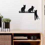 Metal Black Wall Decor Cats Playing, Black Metal Cats Playing Wall Art, Whimsical Decor