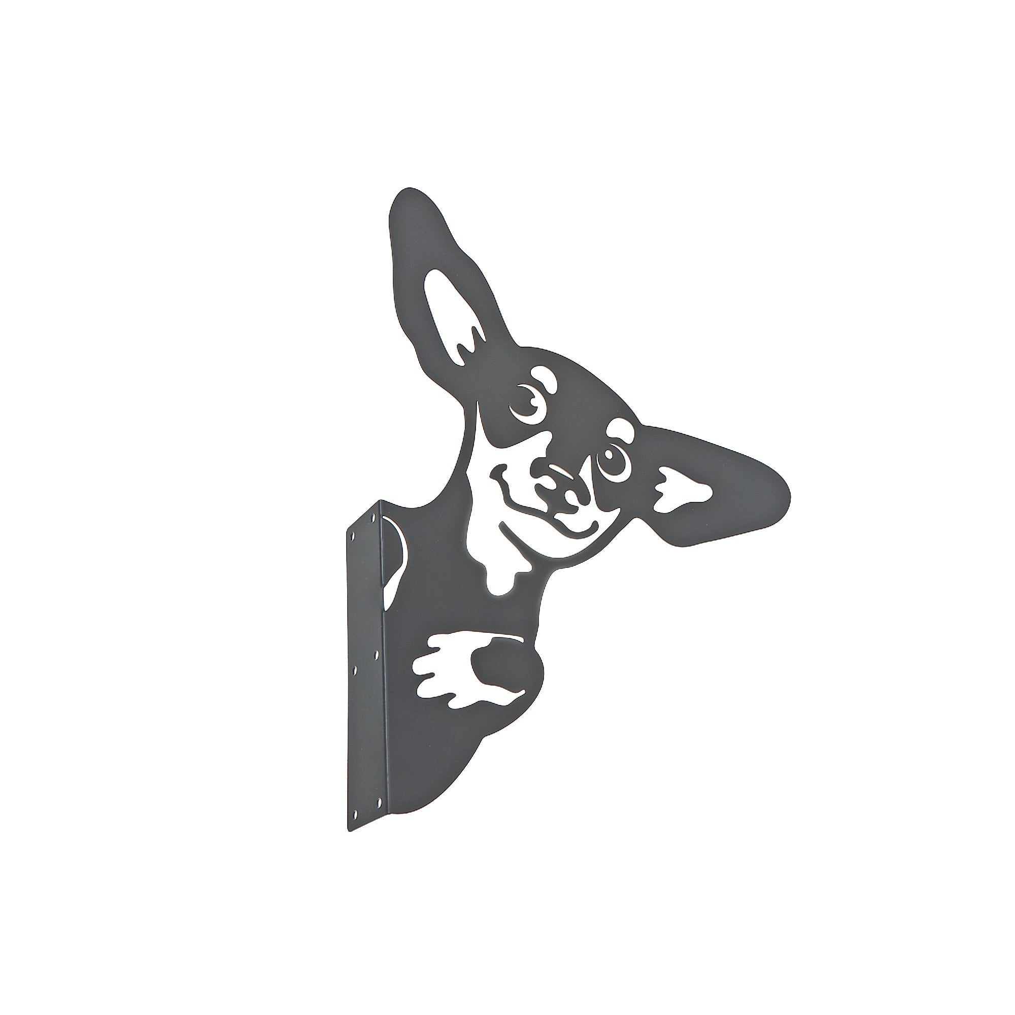 Metal Black Wall Decor Peeping Chihuahua, Black Metal Peeping Chihuahua Wall Decor, Playful Home Accent
