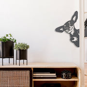 Metal Black Wall Decor Peeping Chihuahua, Black Metal Peeping Chihuahua Wall Decor, Playful Home Accent