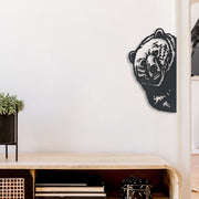 Metal Black Wall Decor Peeping Bear, Black Metal Peeping Bear Wall Decor, Cabin Style Accent