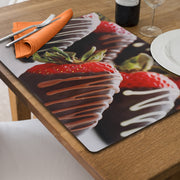 Chocolate Covered Strawberry Plastic Placemat Set of 12 – Kids Food-Themed Dining Mats