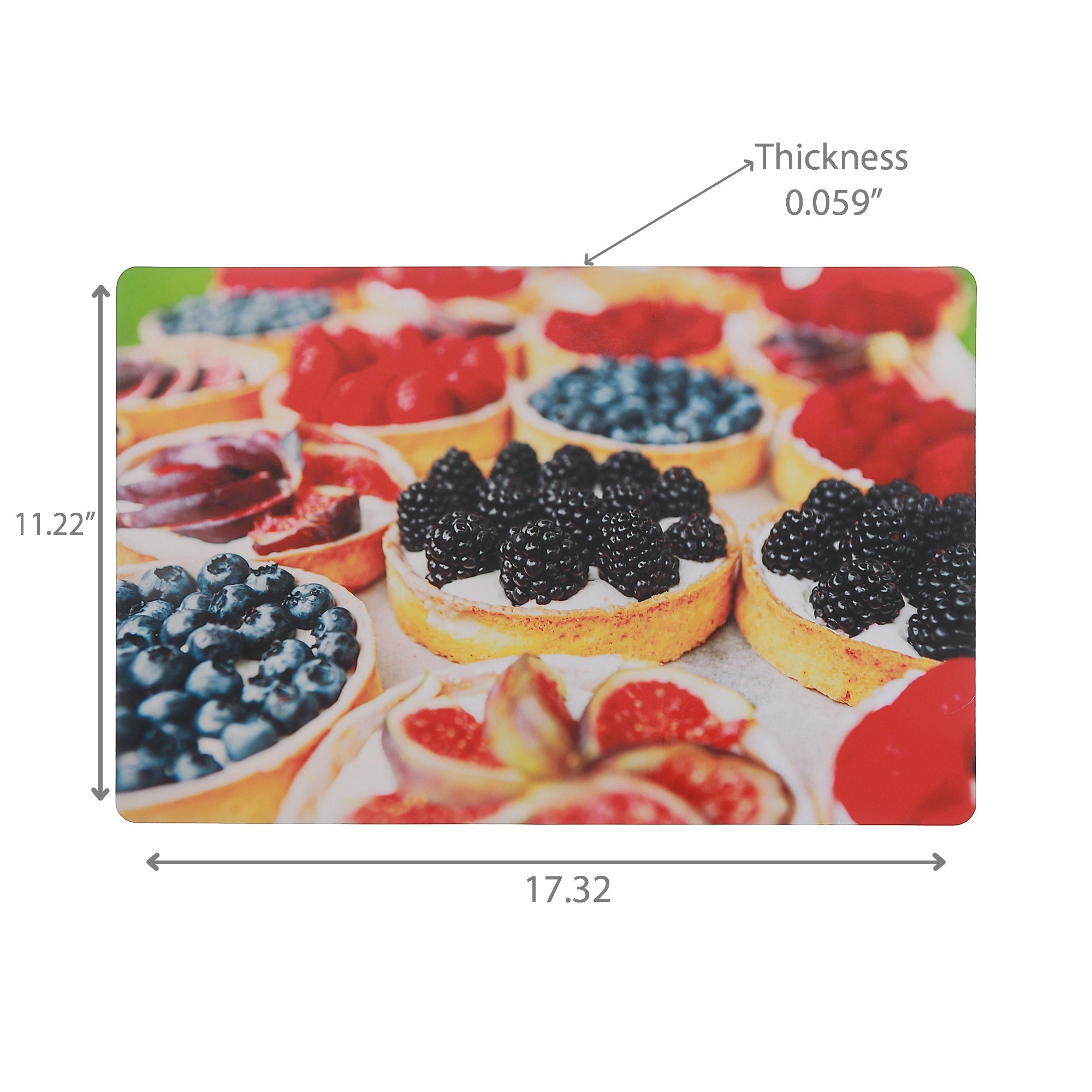 Fruit Tart Plastic Placemat Set of 12 – Kids Food-Themed Tableware, Fun Dining Mats