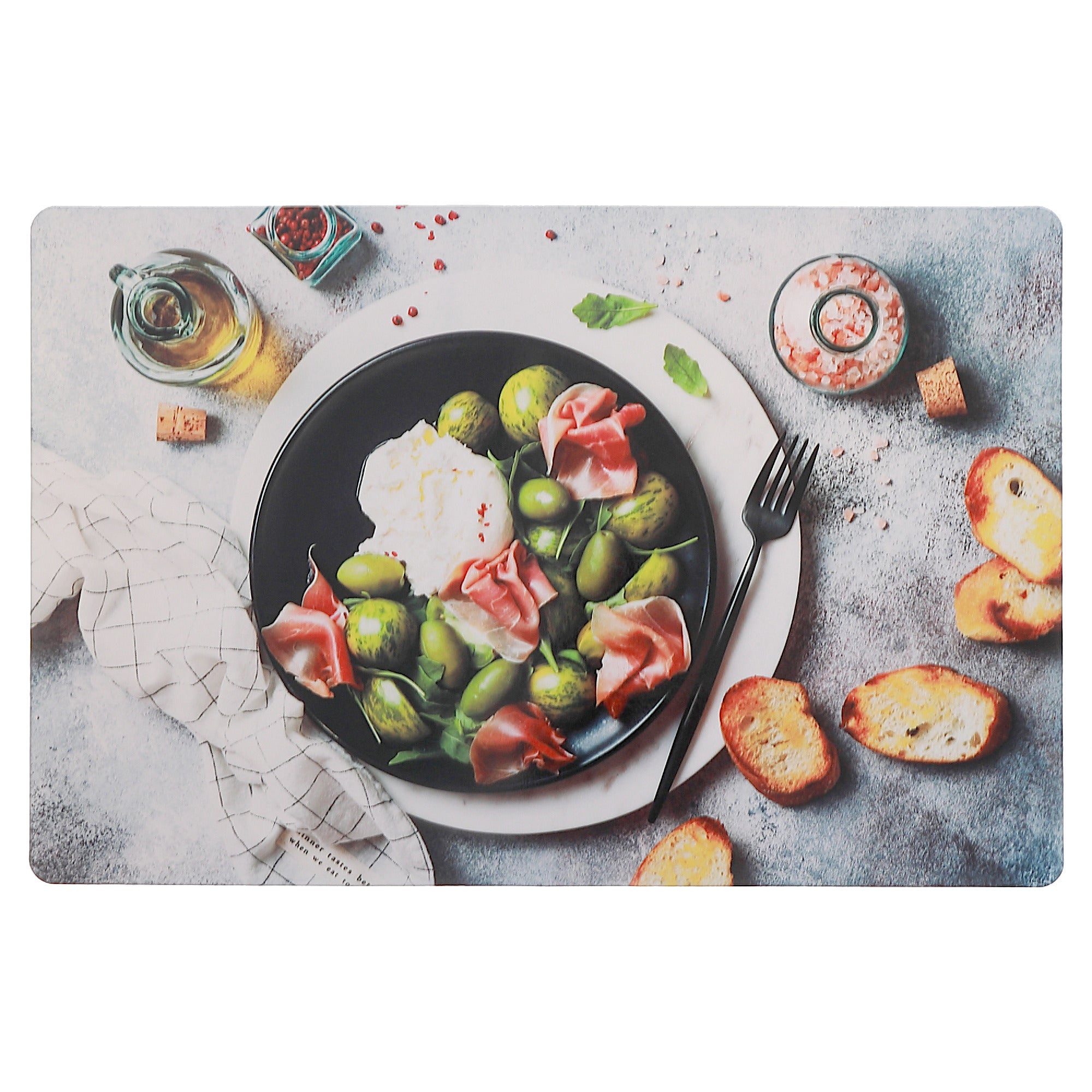 Cheese & Olive Plastic Placemat Set of 12 – Kids Food-Themed Dining Mats