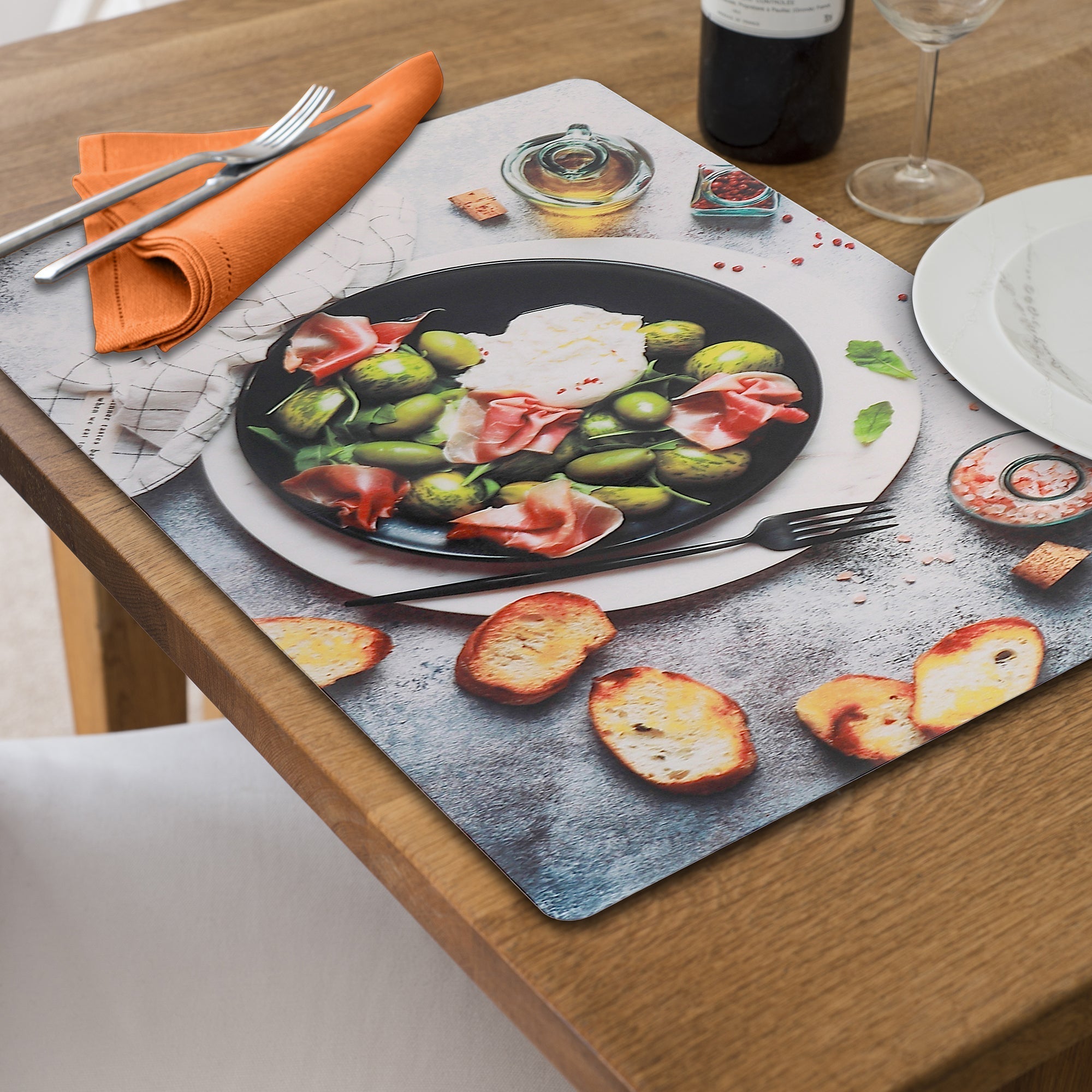 Cheese & Olive Plastic Placemat Set of 12 – Kids Food-Themed Dining Mats