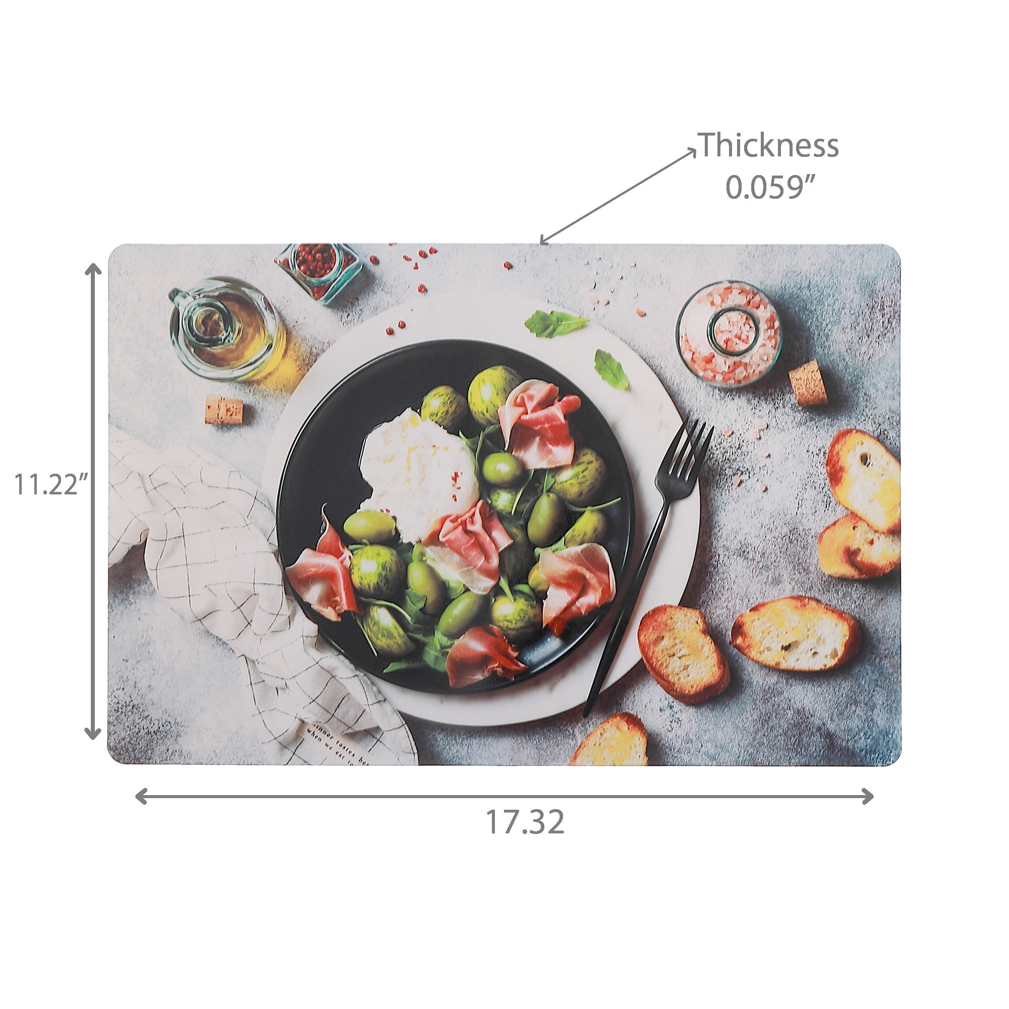 Cheese & Olive Plastic Placemat Set of 12 – Kids Food-Themed Dining Mats