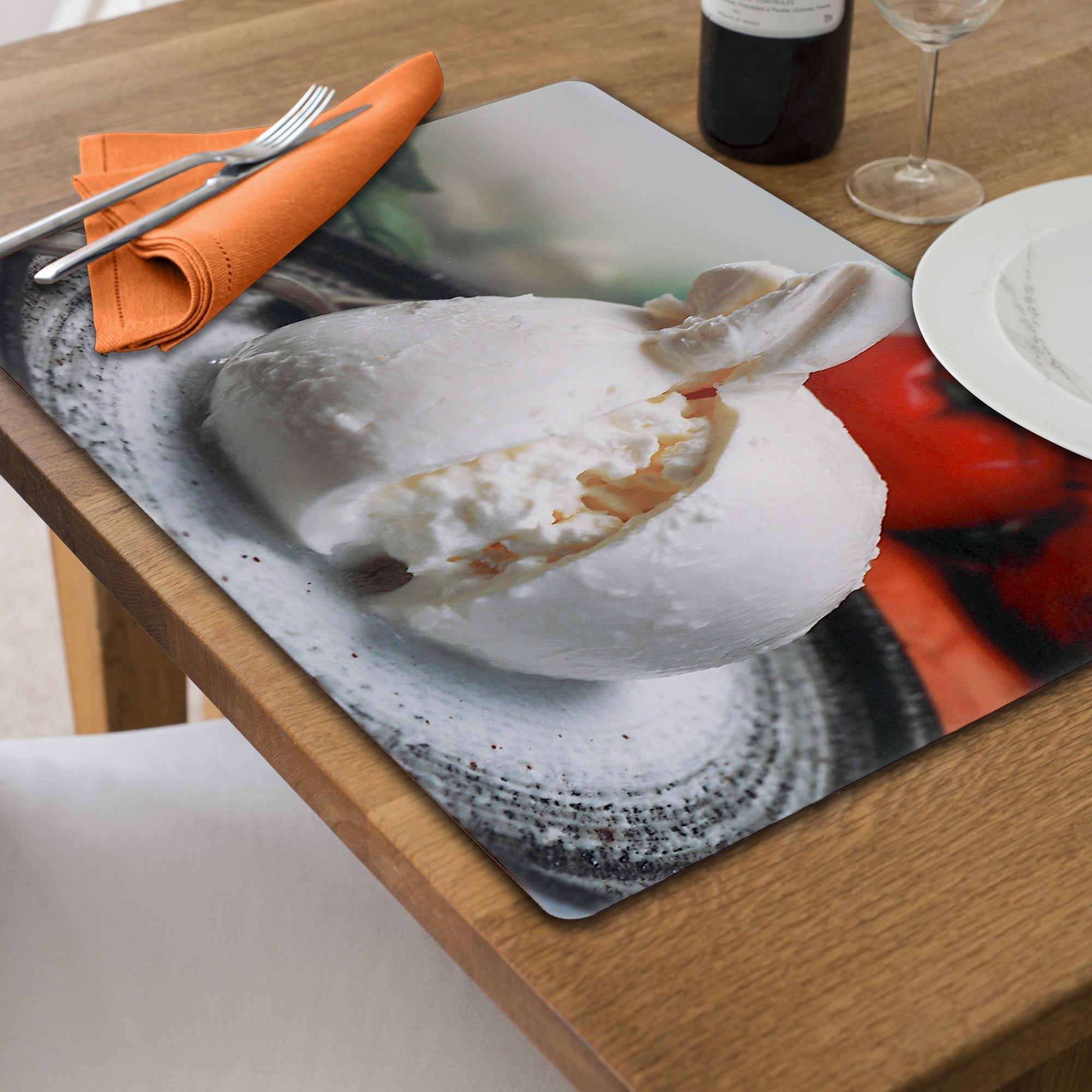 Burrata Cheese Plastic Placemat Set of 12 – Food-Themed Kids Tableware, Dining Mats