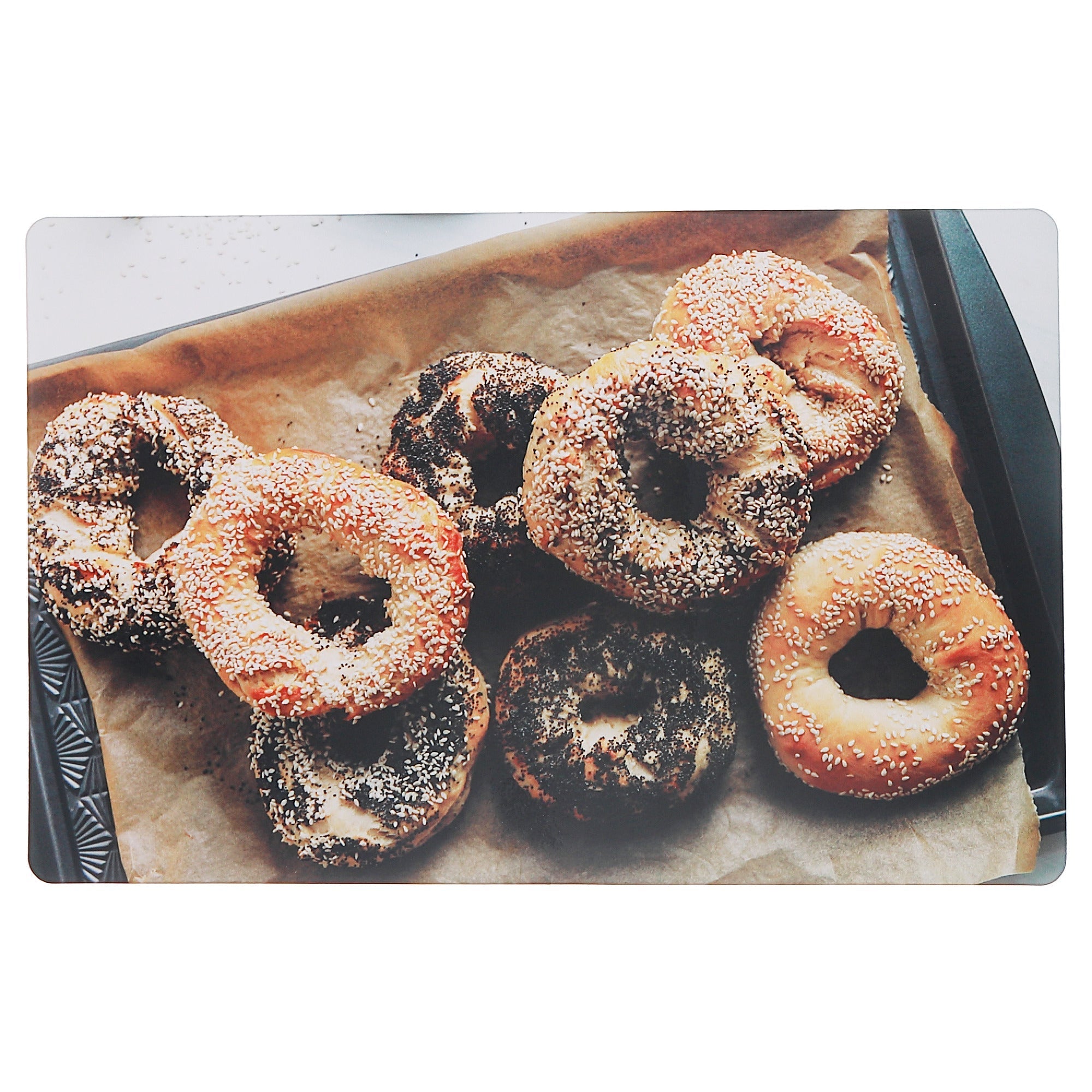 Bagels Plastic Placemat Set of 12 – Food-Themed Tableware, Kids Dining Mats