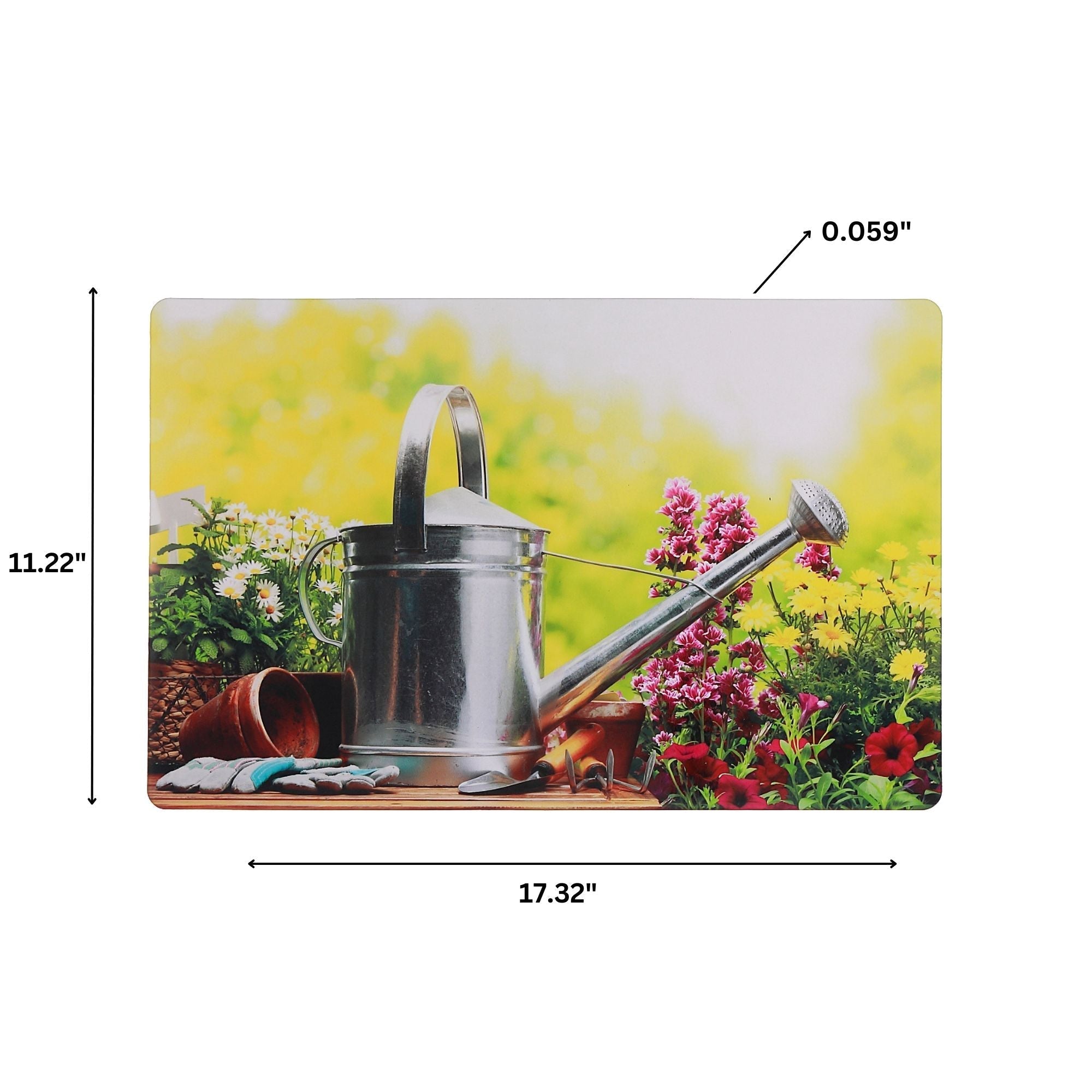 Plastic Placemat Watering Can Garden Theme, Farmhouse Kitchen Decor, Dining Table Mat, Wipe Clean Surface, Set of 12