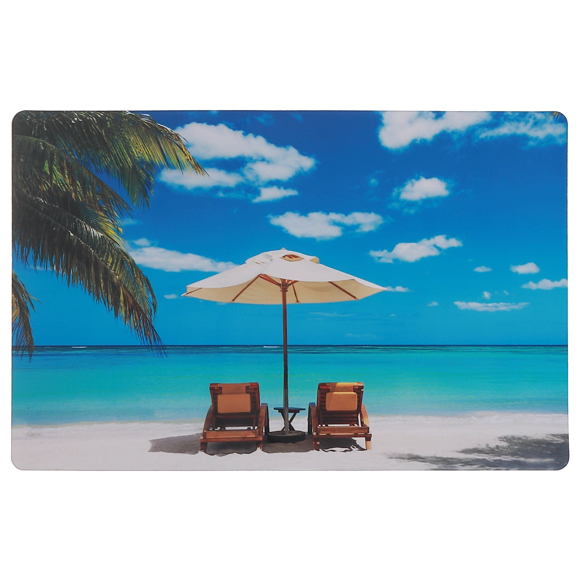 Plastic Placemat Lounge Beach Design, Coastal Dining Table Mat, Summer Kitchen Decor, Nautical Theme, Wipe Clean, Set of 12