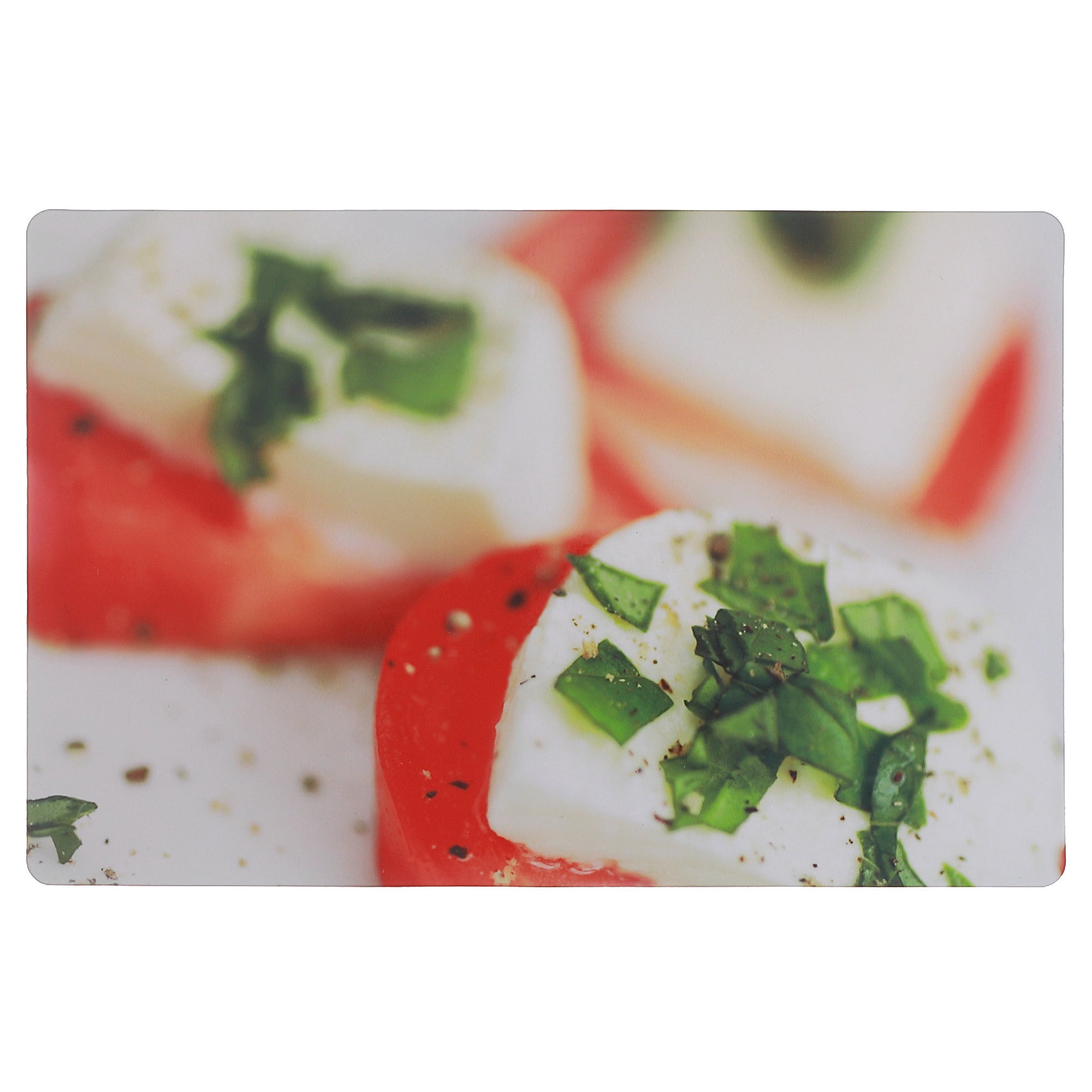 Plastic Placemat Tomato with Bocconcini Print, Italian Kitchen Decor, Dining Table Mat, Food Theme Place Setting, Wipeable Surface, Set of 12