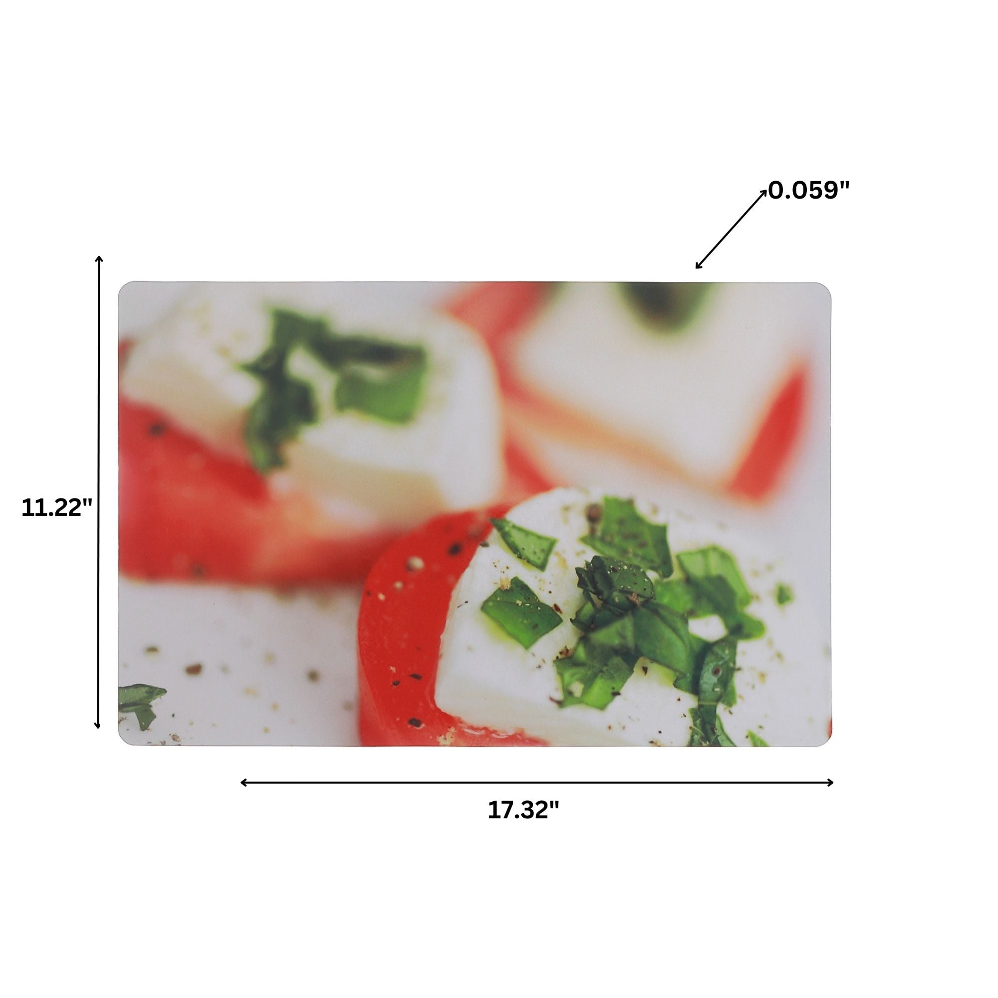 Plastic Placemat Tomato with Bocconcini Print, Italian Kitchen Decor, Dining Table Mat, Food Theme Place Setting, Wipeable Surface, Set of 12