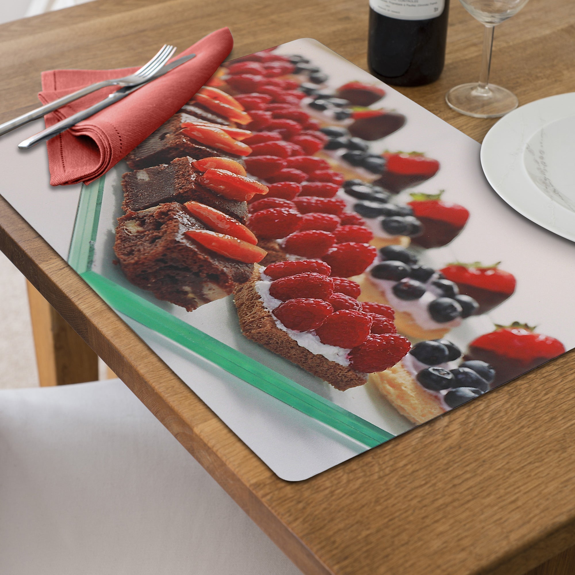 Plastic Placemat Dessert Squares Pattern, Dining Table Mat, Kitchen Decor, Modern Place Setting, Wipe Clean Surface, Heat Resistant, Set of 12