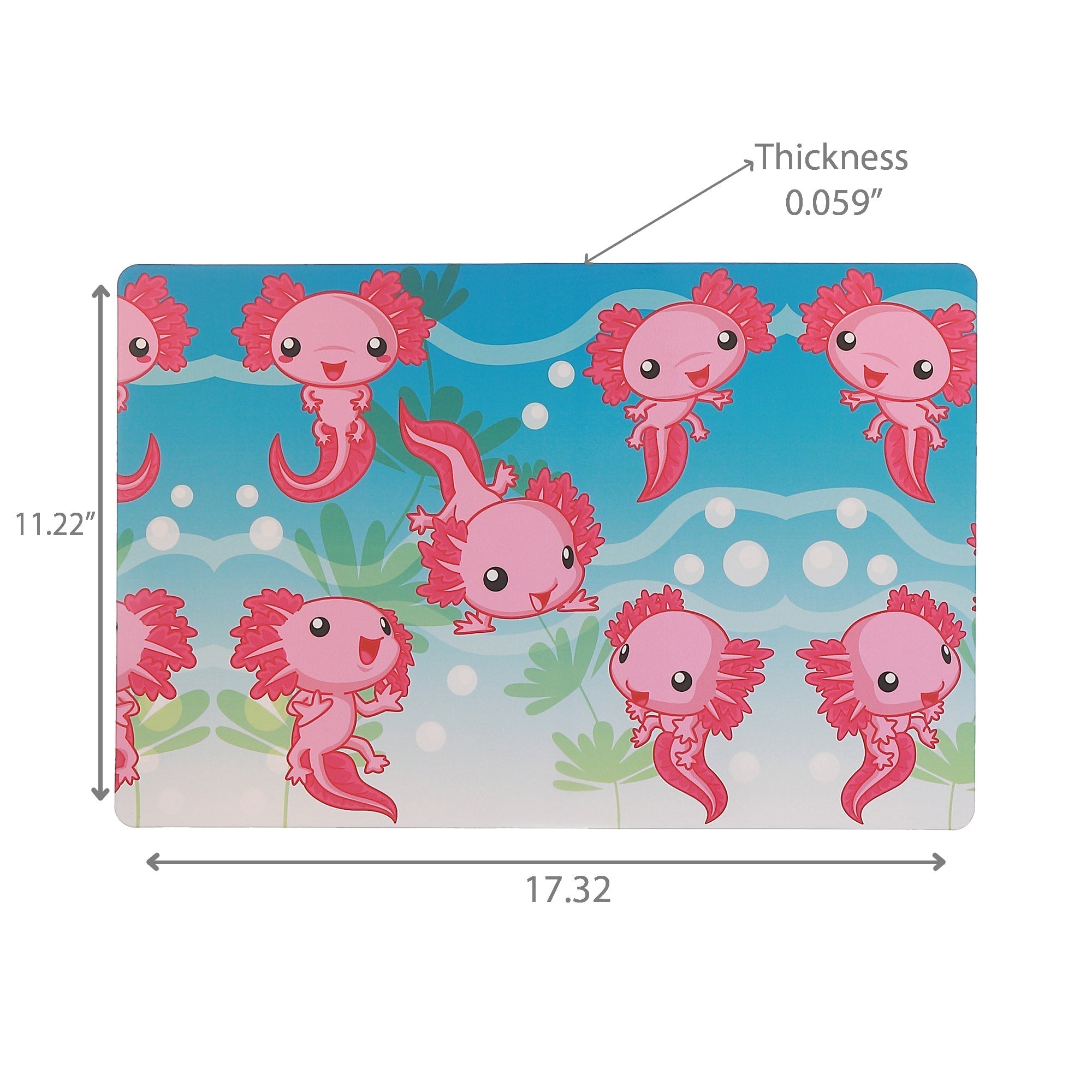 Axolotl Set of 5 Plastic Placemats – Kids Animal Tableware, Fun Dining Mats