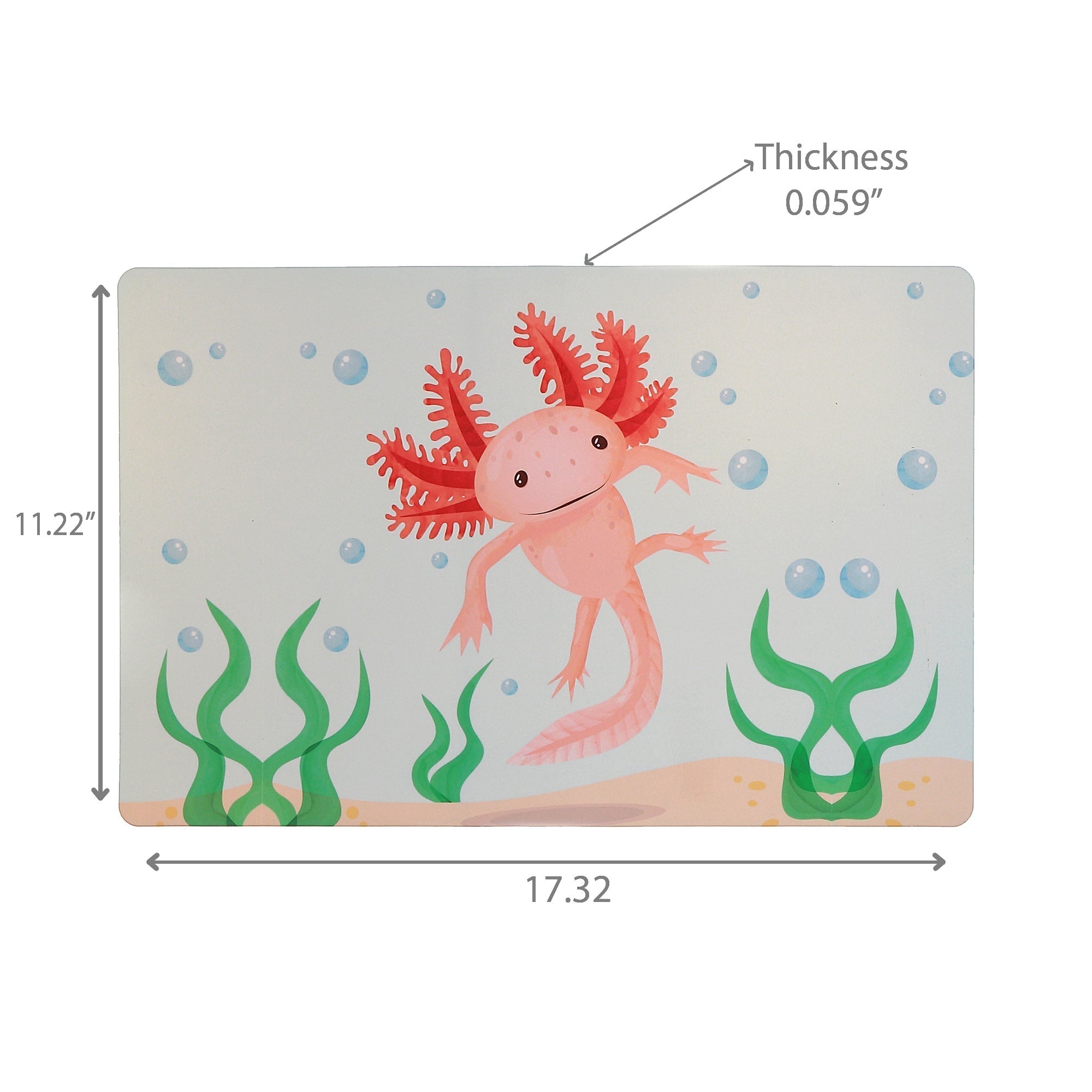 Axolotl Plastic Placemat Set of 12 – Kids Animal Tableware, Fun Dining Mats