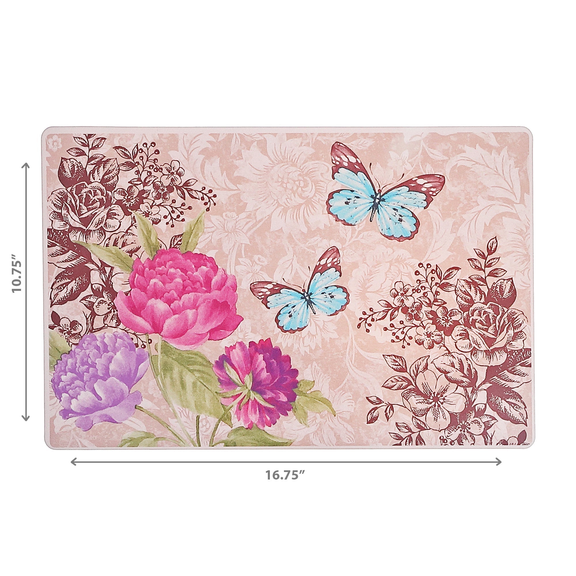 Plastic Placemat Botanical Gardens Set Of 12, Dining Table Decor, Kitchen Accessory