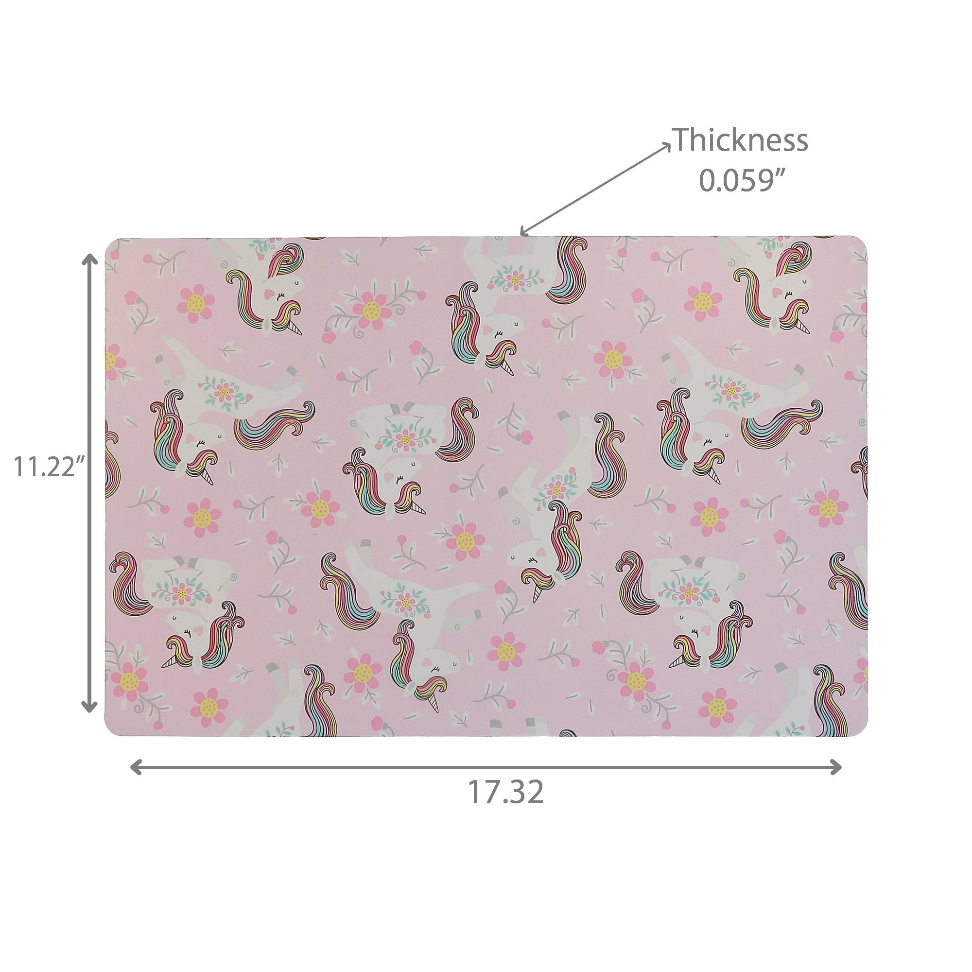 Unicorn Floral Plastic Placemat Set of 12 – Kids Table Decor, Colorful Dining Mats