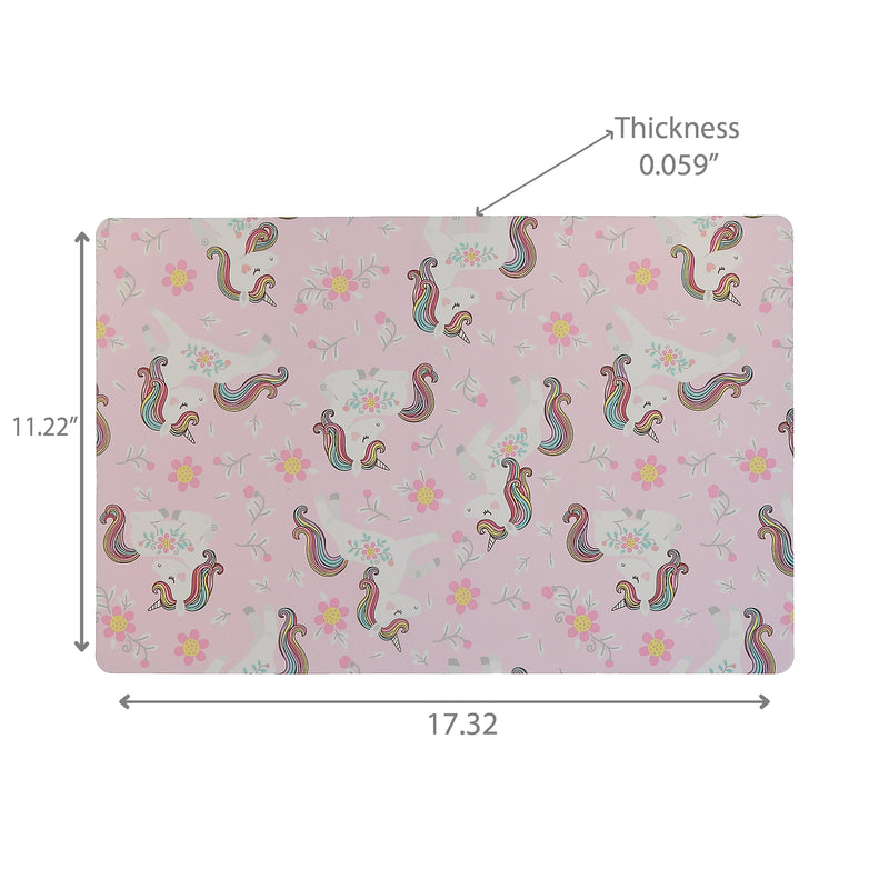 Plastic Placemat Unicorn With Floral - Set of 12