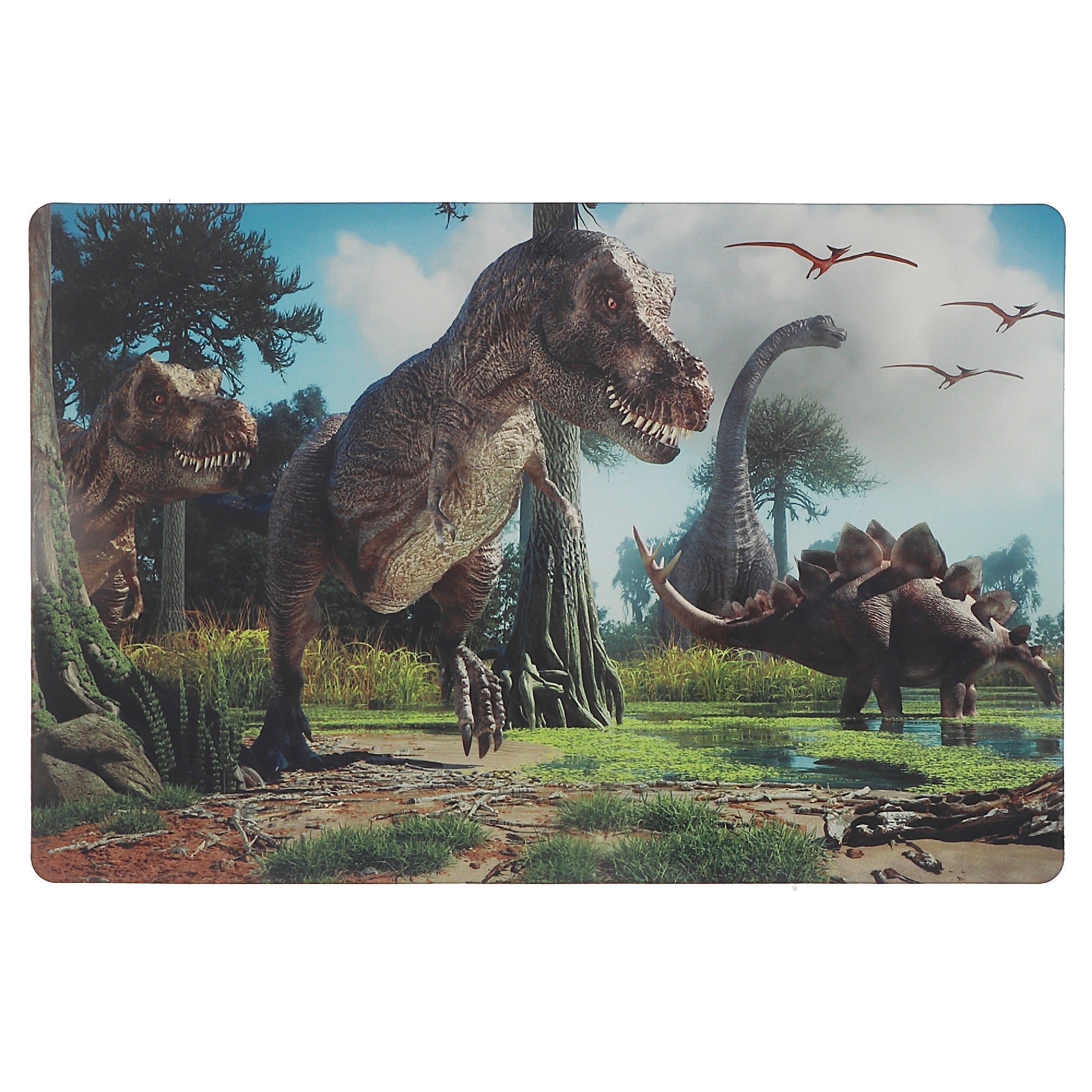 Dinosaur Plastic Placemat Set of 12 – Kids Tableware, Fun Dining Mats, Easy-Clean