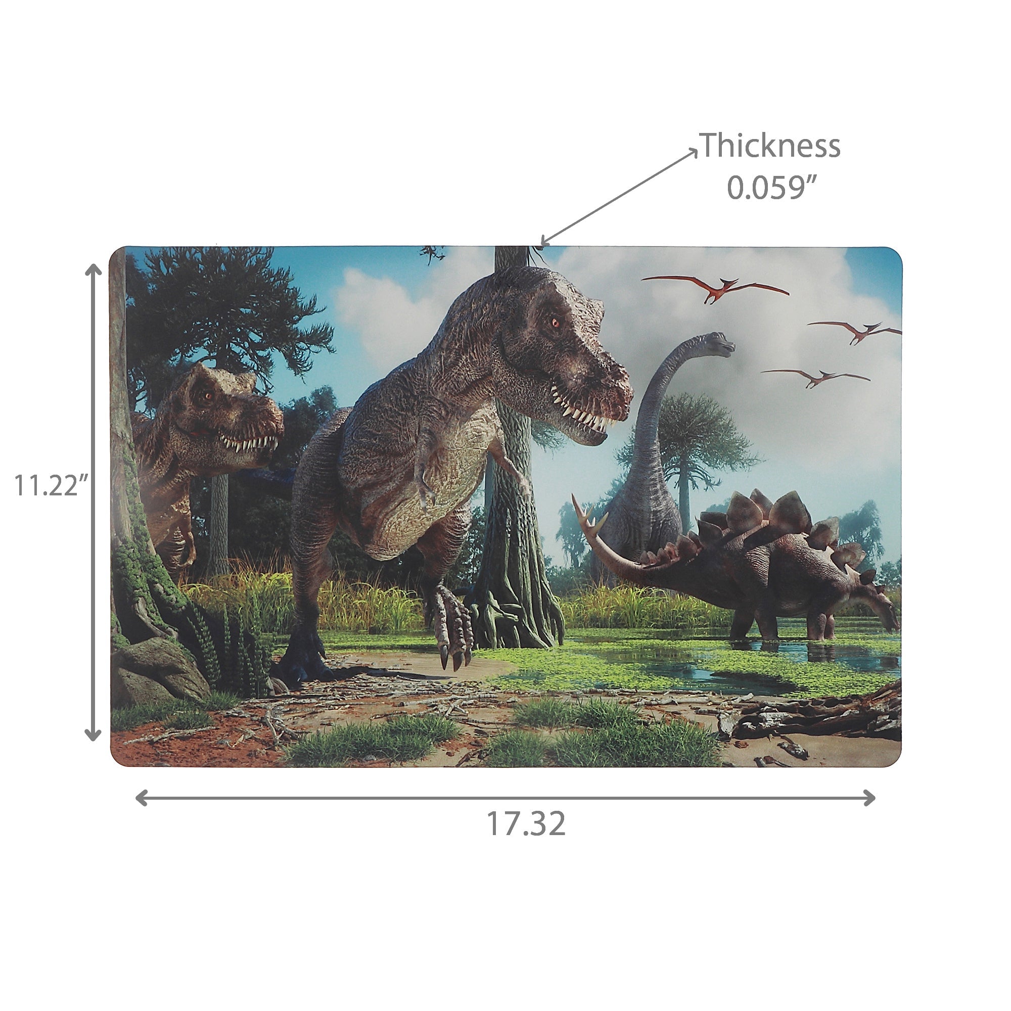 Dinosaur Plastic Placemat Set of 12 – Kids Tableware, Fun Dining Mats, Easy-Clean