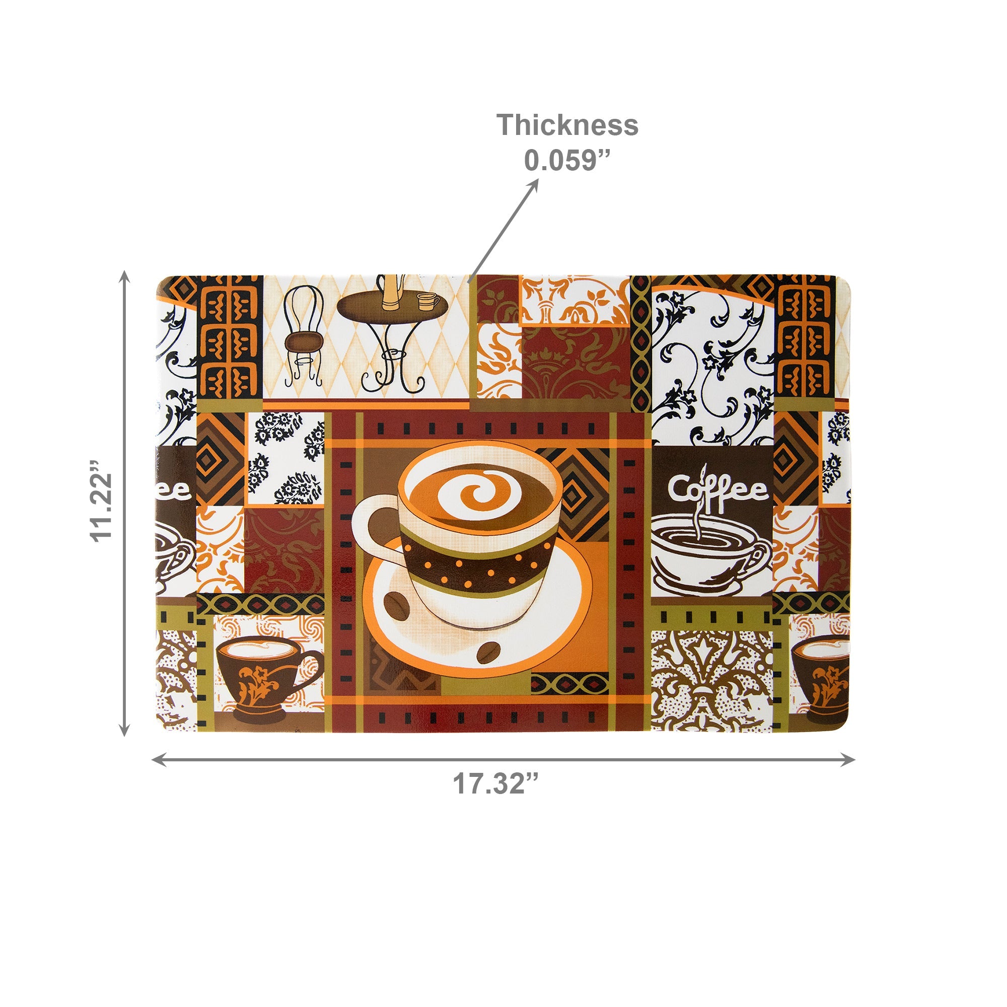 Coffee Galore Print Plastic Dining Placemat - Set of 12