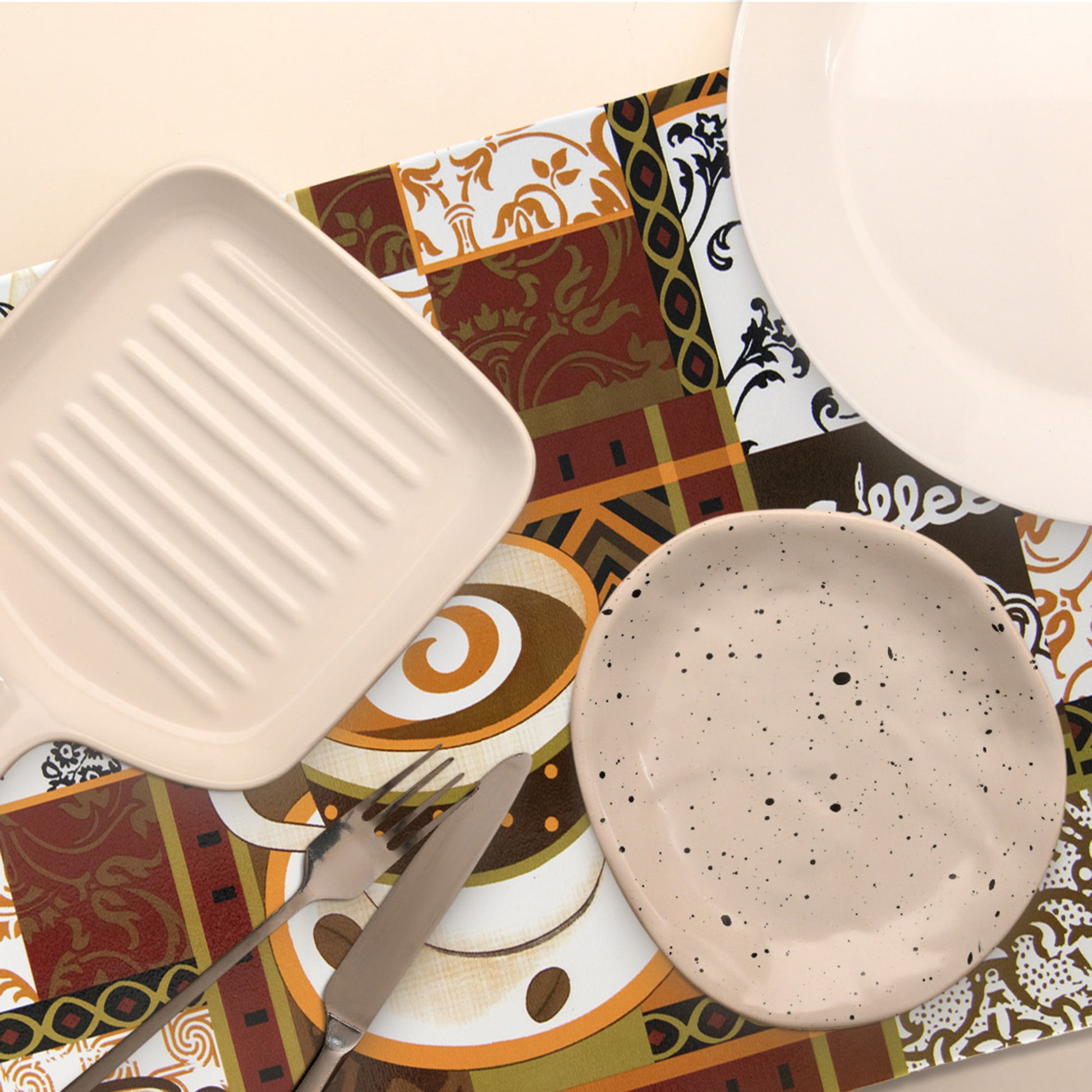 Coffee Galore Print Plastic Dining Placemat - Set of 12