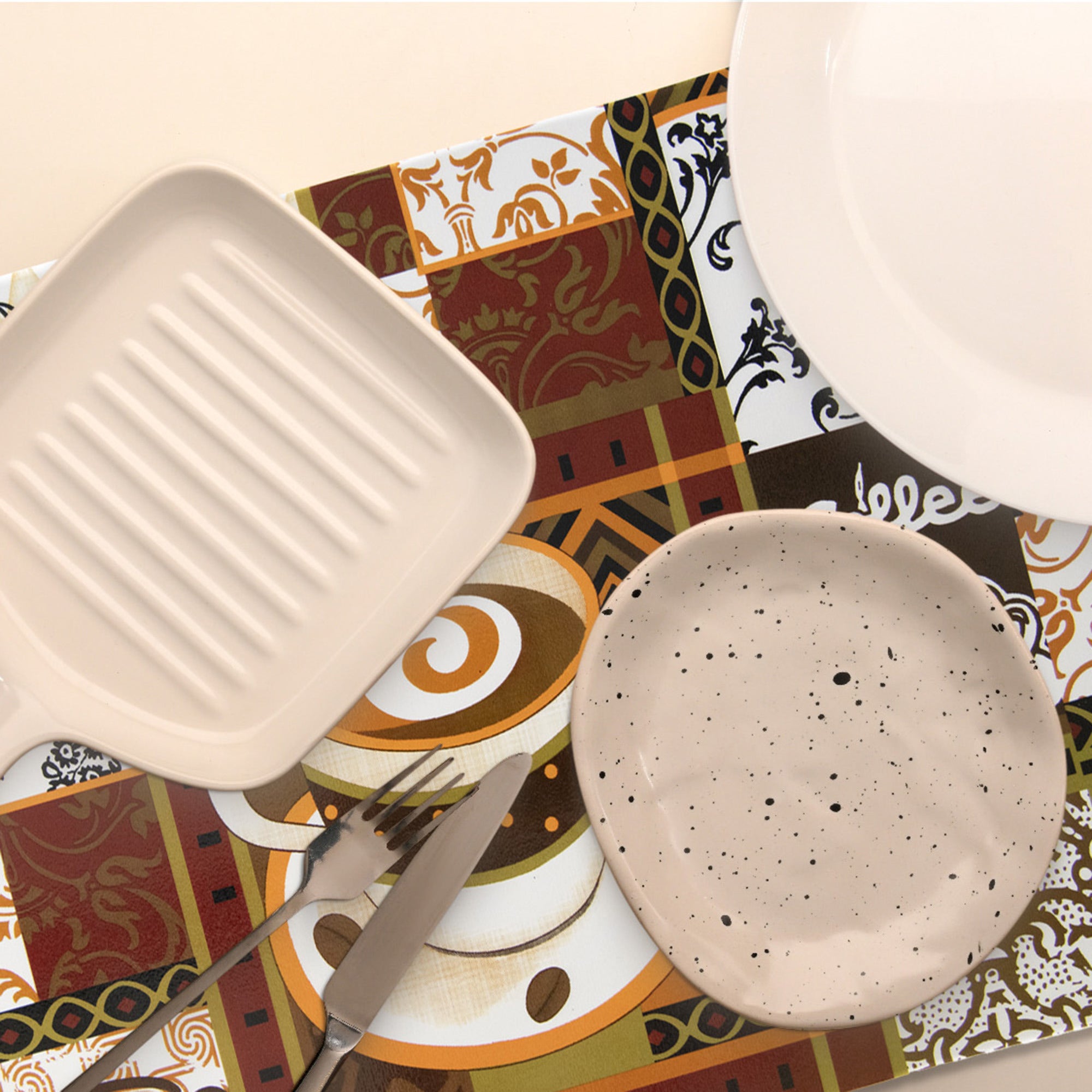 Coffee Galore Print Plastic Dining Placemat - Set of 12