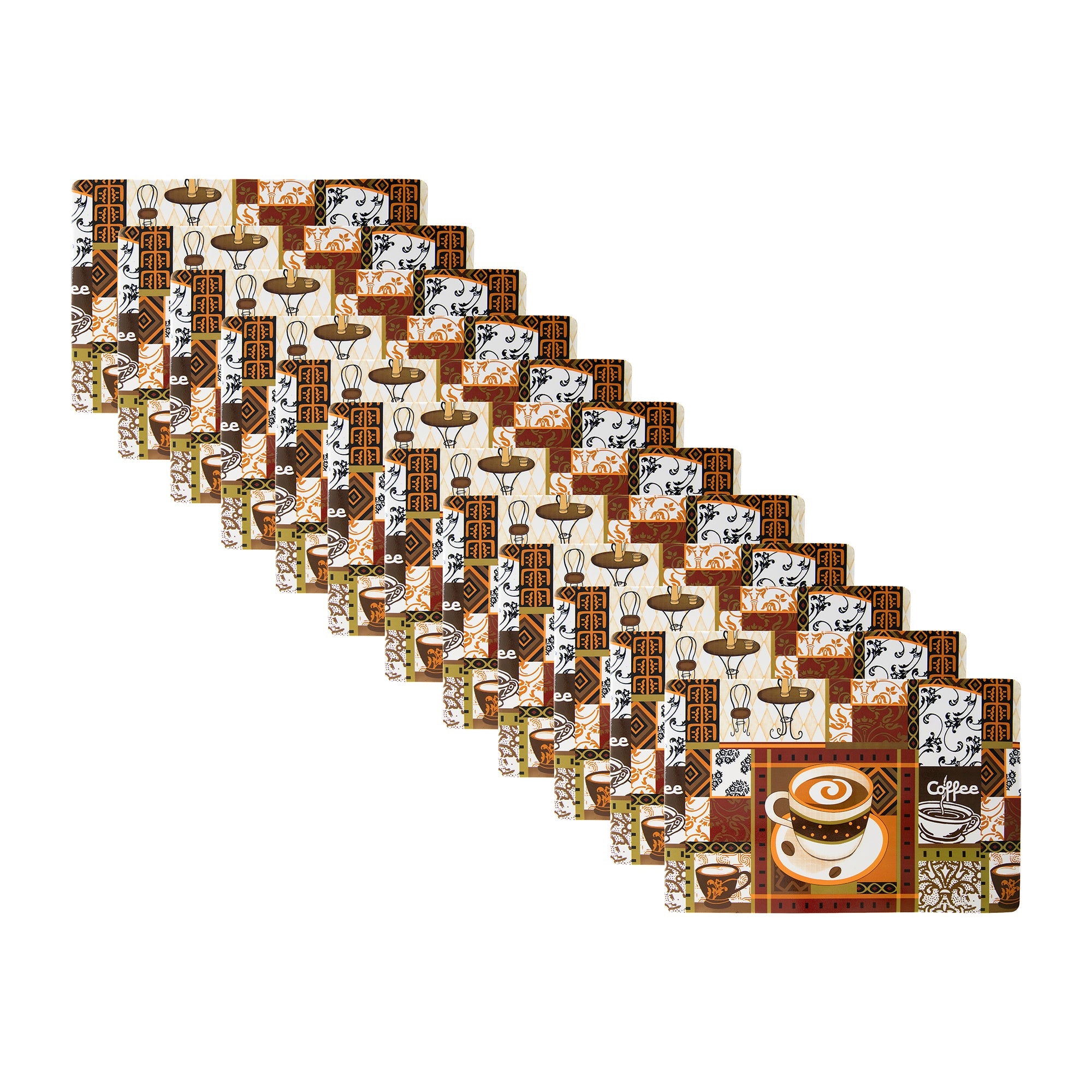 Coffee Galore Print Plastic Dining Placemat - Set of 12