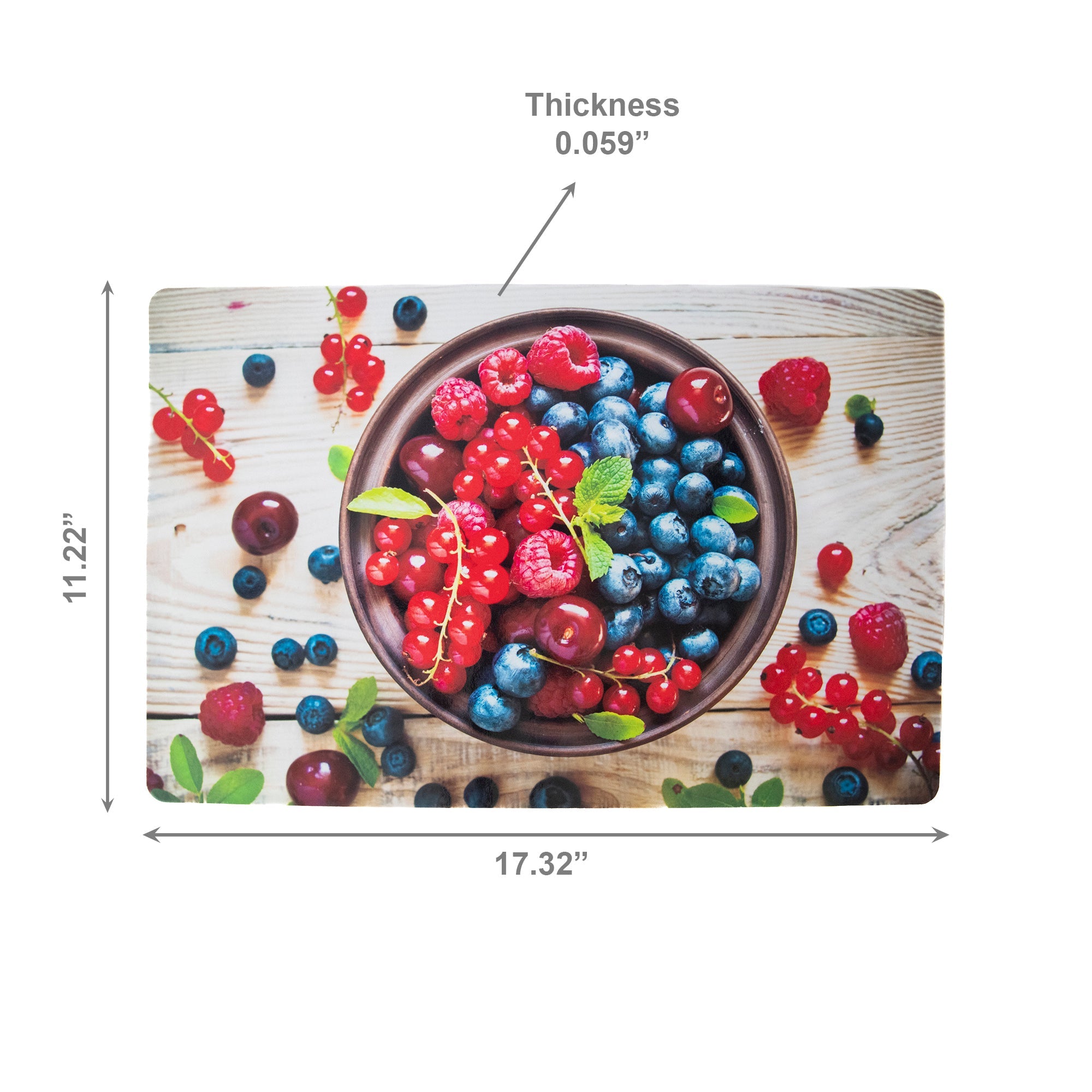 Wild Berries Illustrated Plastic Table Placemat - Set of 12