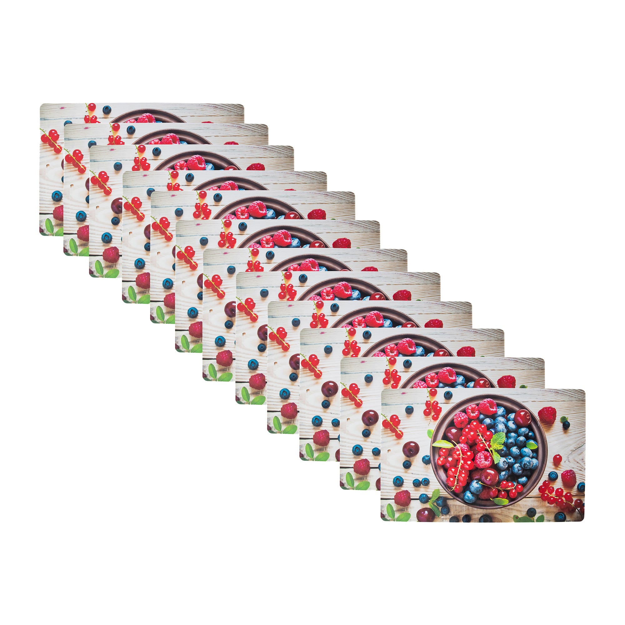 Wild Berries Illustrated Plastic Table Placemat - Set of 12