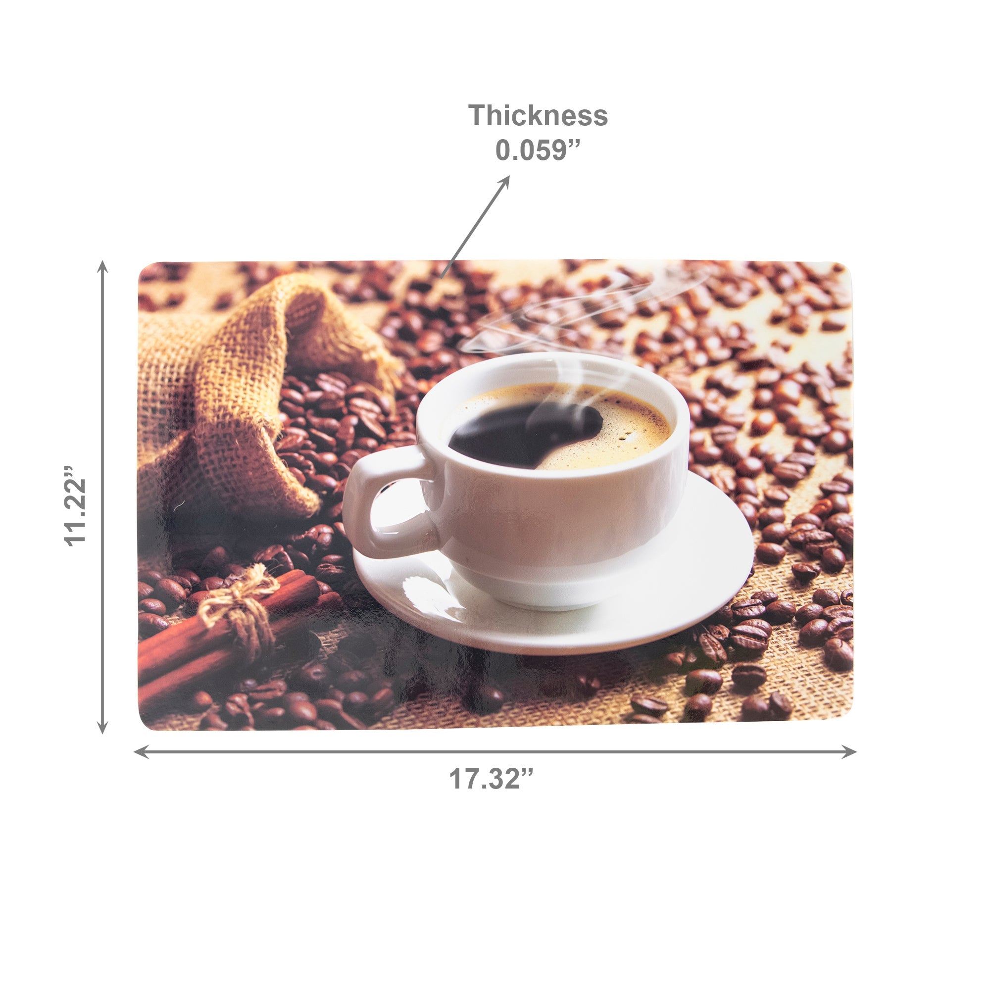 Fresh Cup of Coffee Themed Plastic Placemat - Set of 12