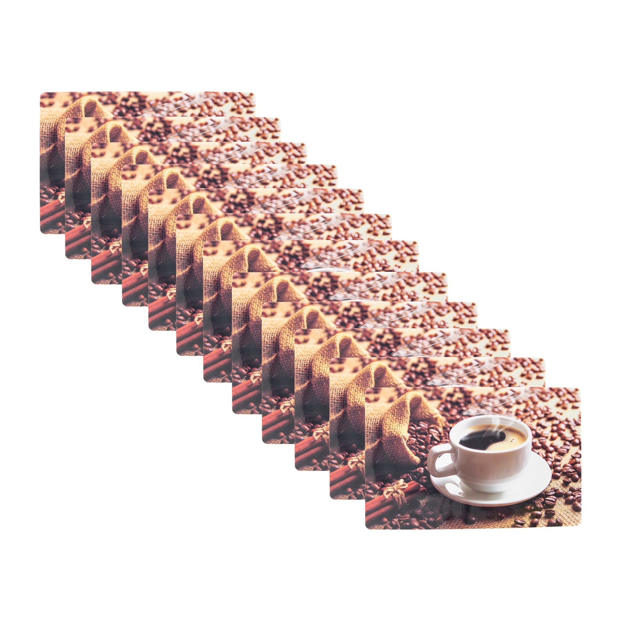 Fresh Cup of Coffee Themed Plastic Placemat - Set of 12