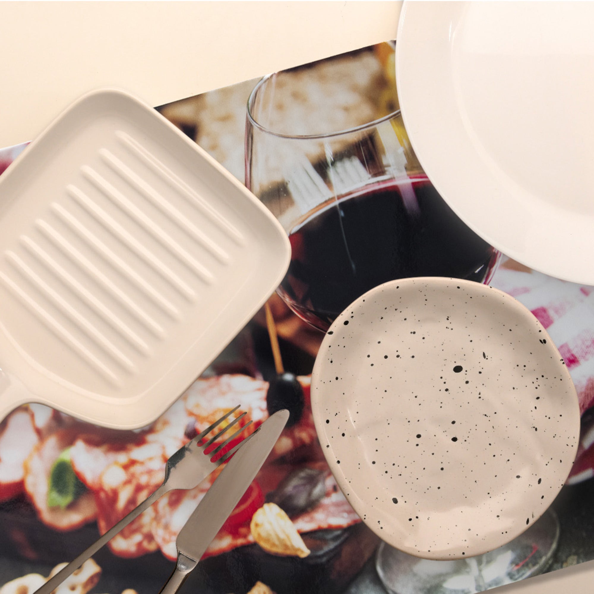 Wine and Charcuterie Plastic Dining Placemat - Set of 12