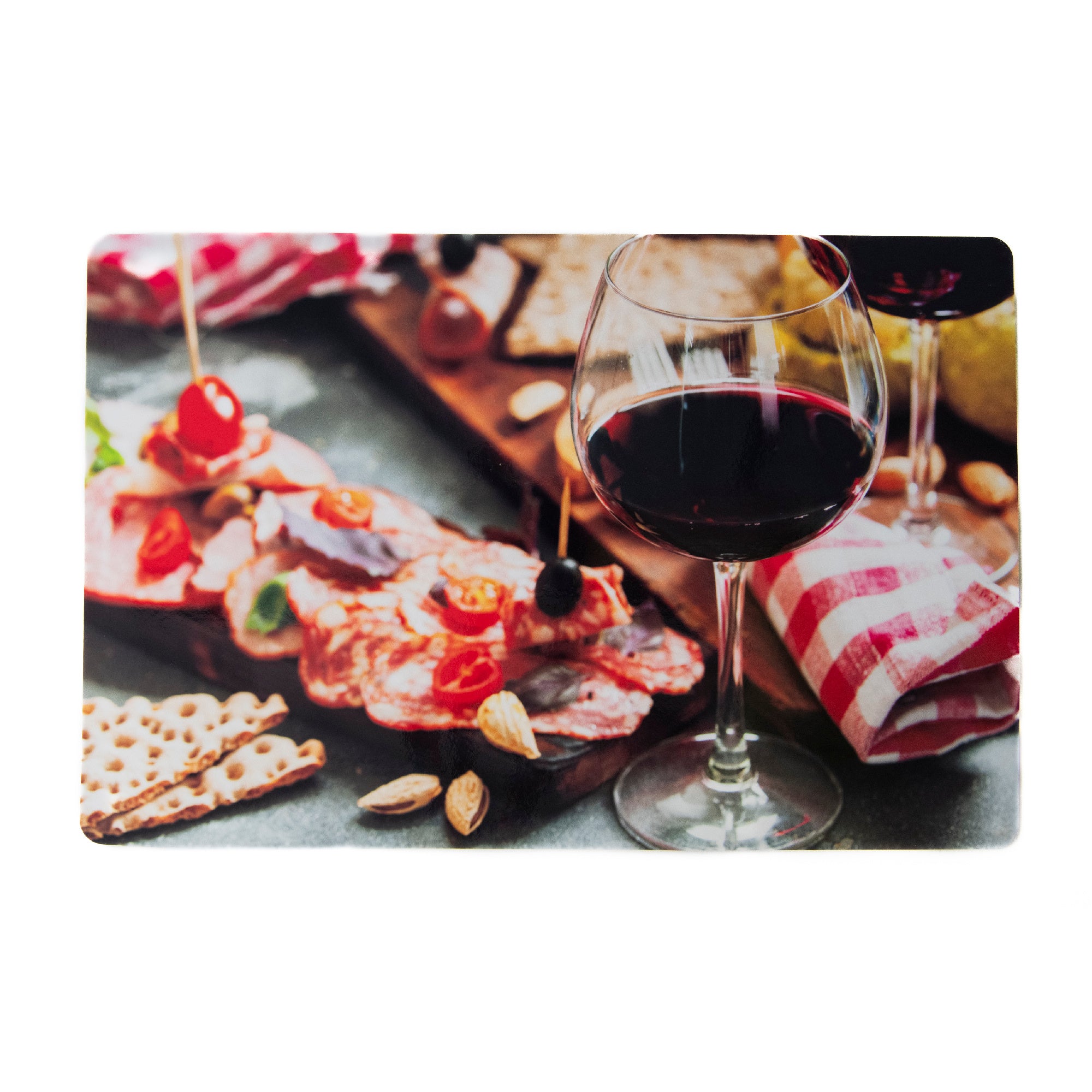 Wine and Charcuterie Plastic Dining Placemat - Set of 12