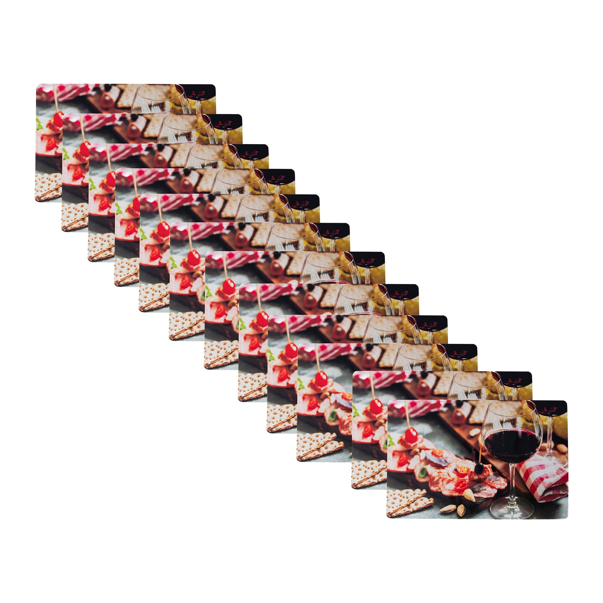 Wine and Charcuterie Plastic Dining Placemat - Set of 12