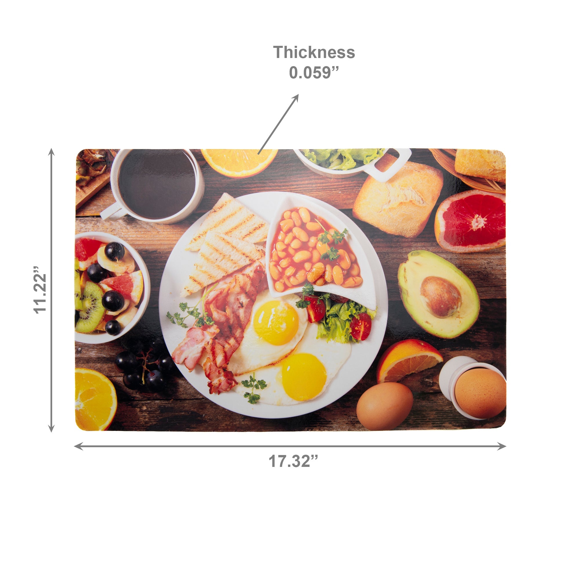 English Breakfast Illustrated Plastic Placemat - Set of 12