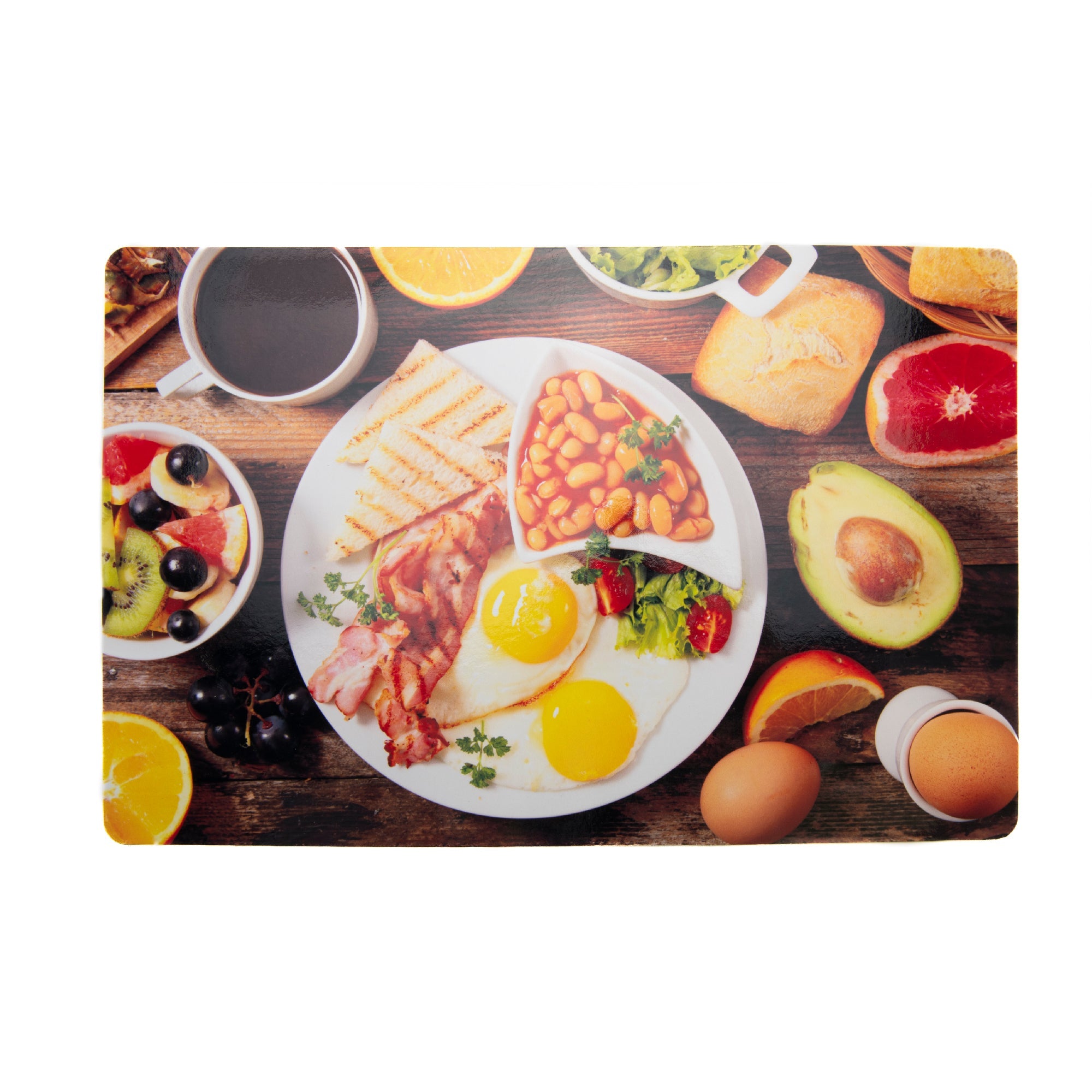 English Breakfast Illustrated Plastic Placemat - Set of 12