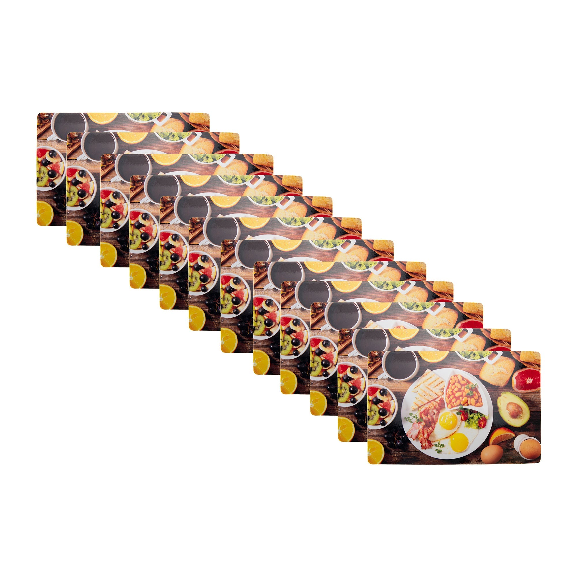 English Breakfast Illustrated Plastic Placemat - Set of 12