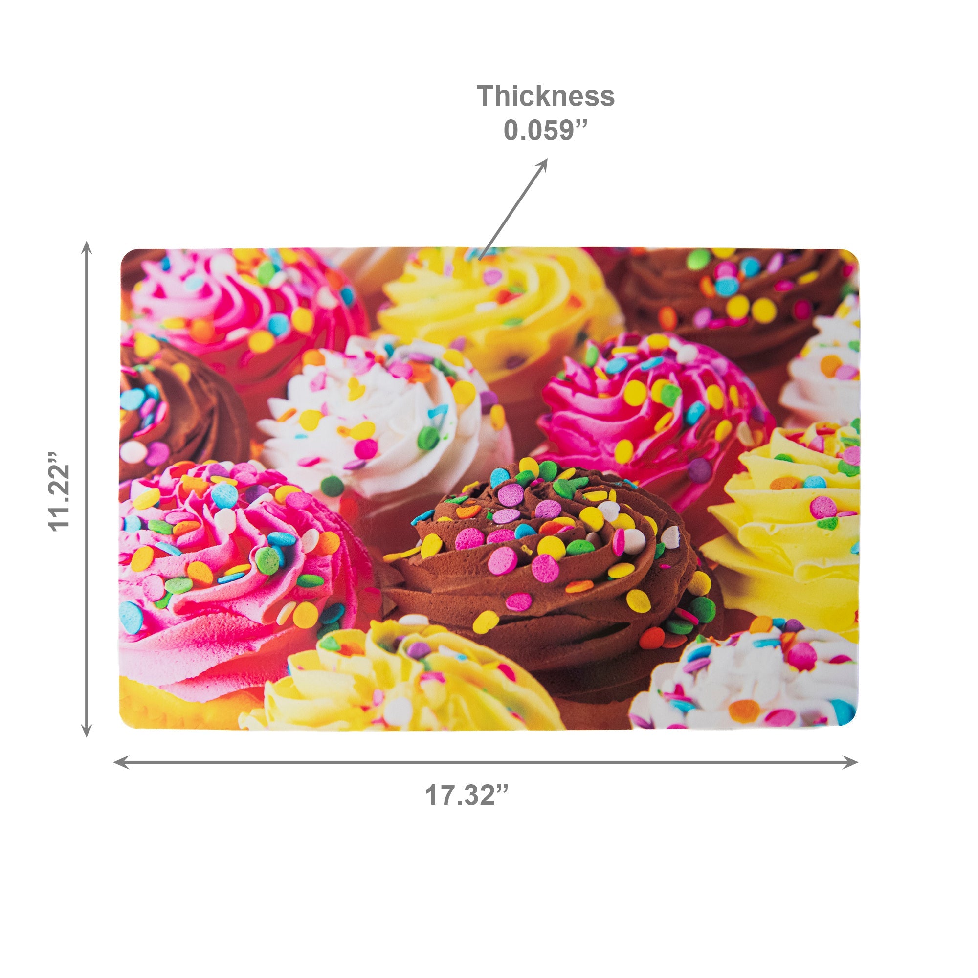 Cupcake with Sprinkles Decorative Plastic Placemat - Set of 12