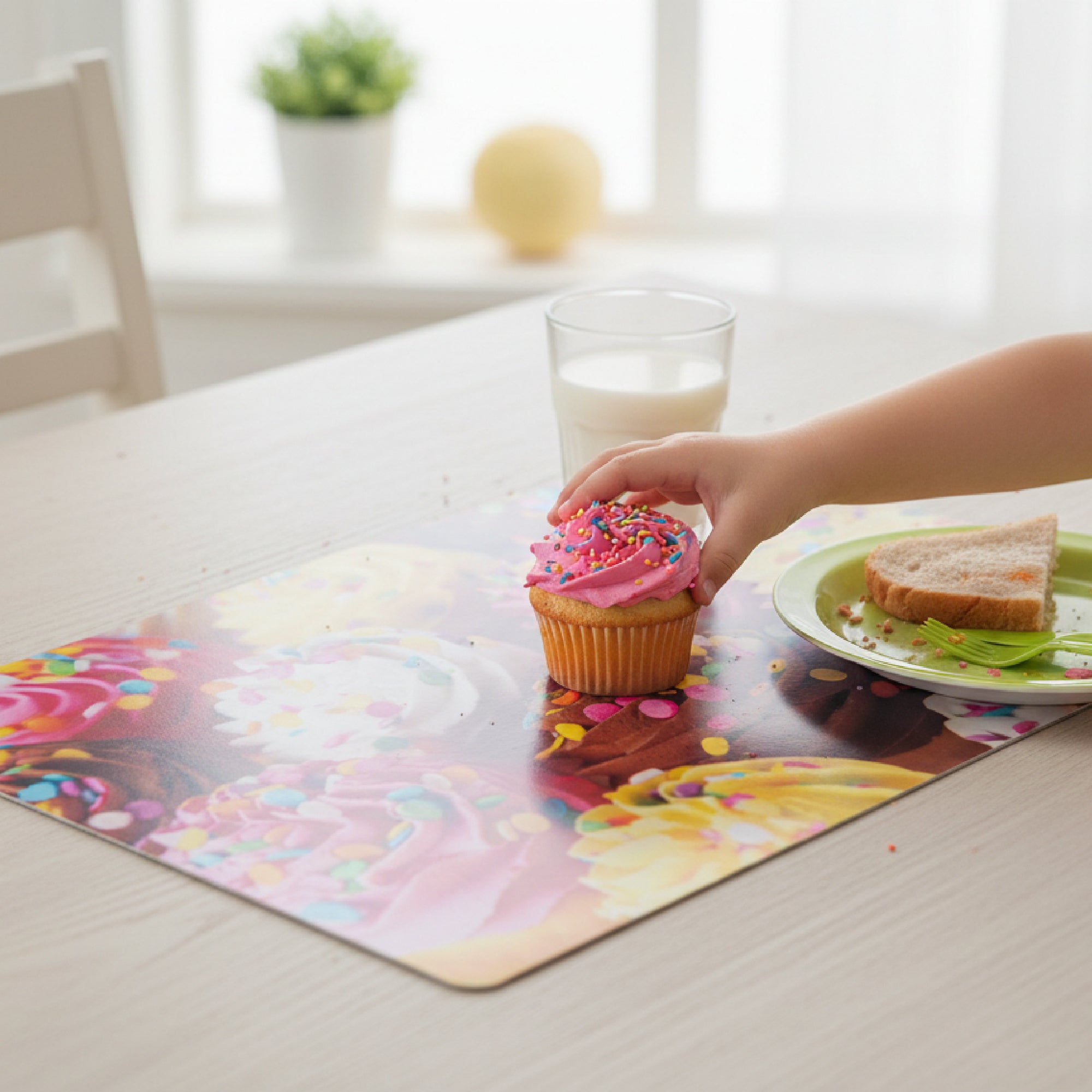Cupcake with Sprinkles Decorative Plastic Placemat - Set of 12