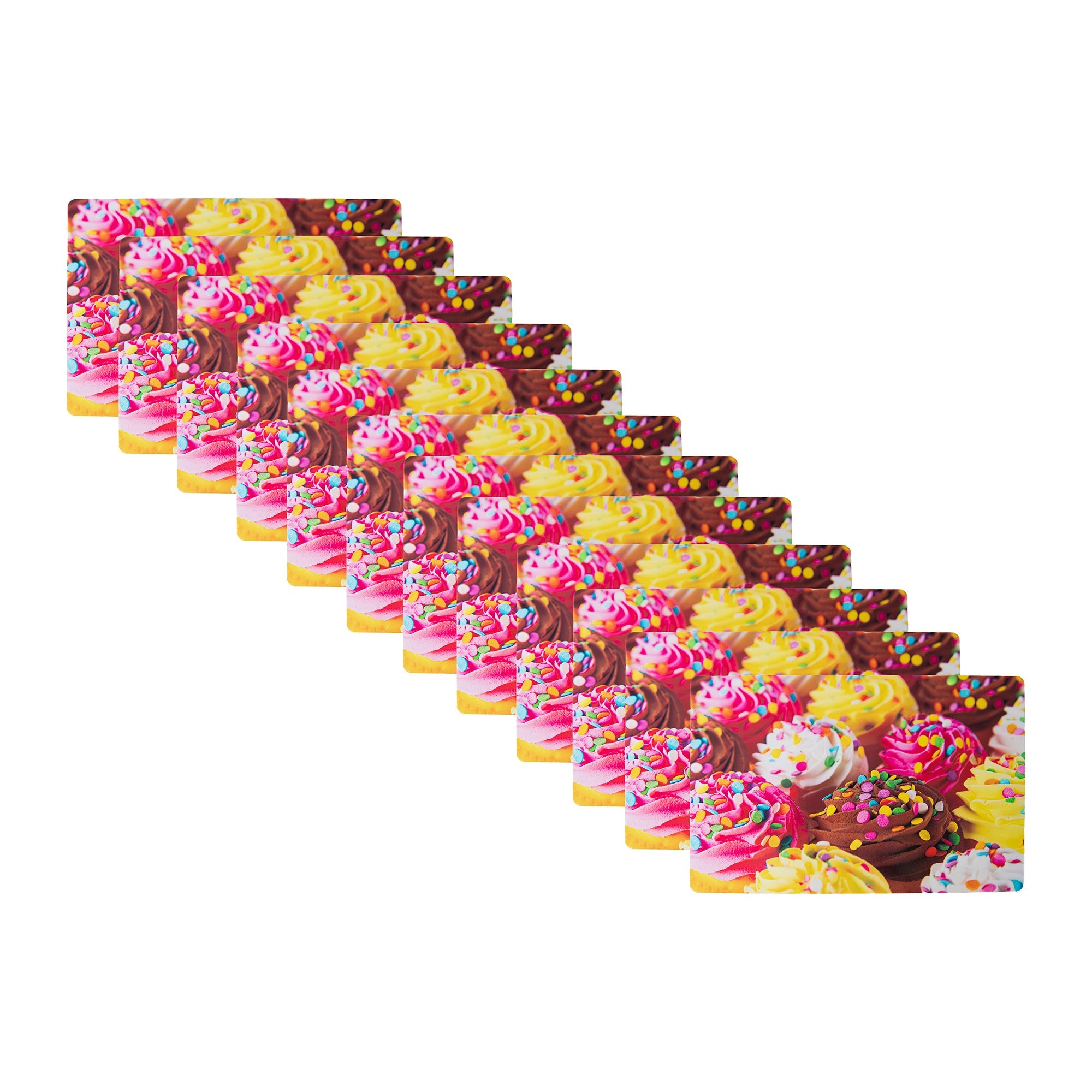Cupcake with Sprinkles Decorative Plastic Placemat - Set of 12