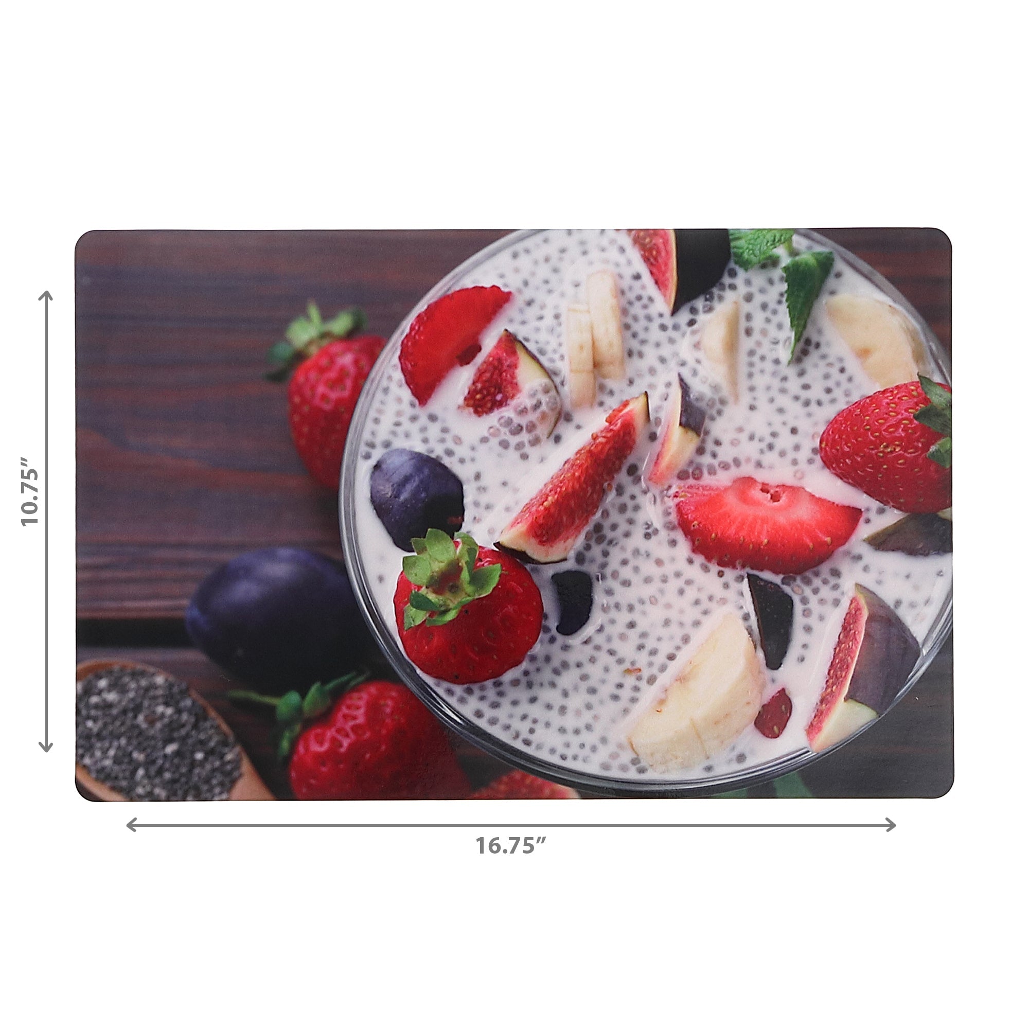 Plastic Placemat Chia Fruit Pudding Set Of 12, Dining Table Decor, Kitchen Accessory