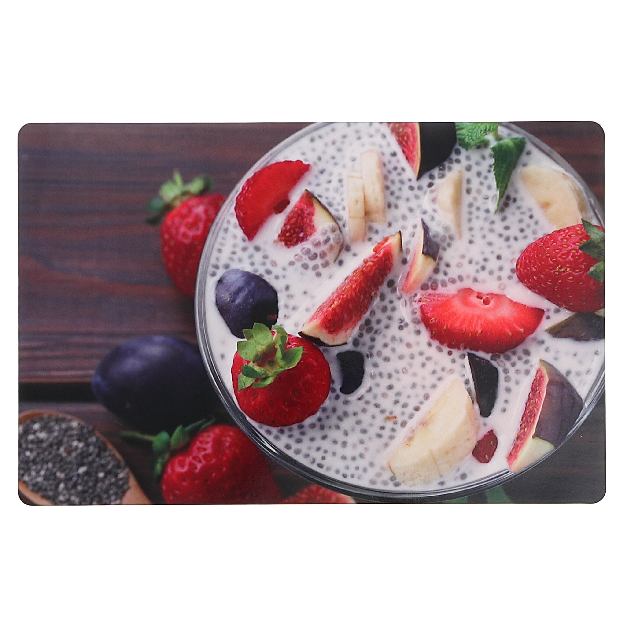 Plastic Placemat Chia Fruit Pudding Set Of 12, Dining Table Decor, Kitchen Accessory