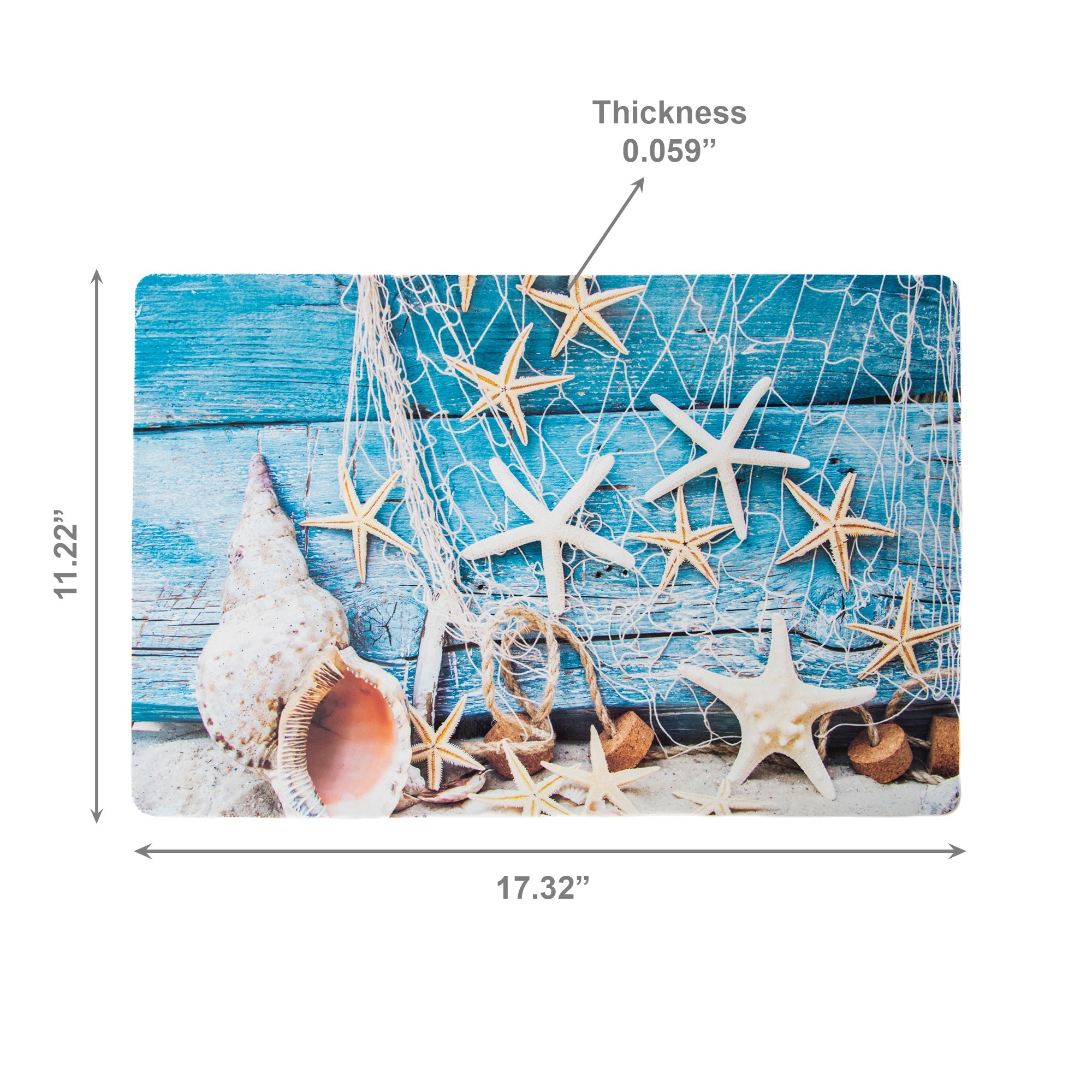 Starfish and Seashells Coastal Plastic Placemat - Set of 12