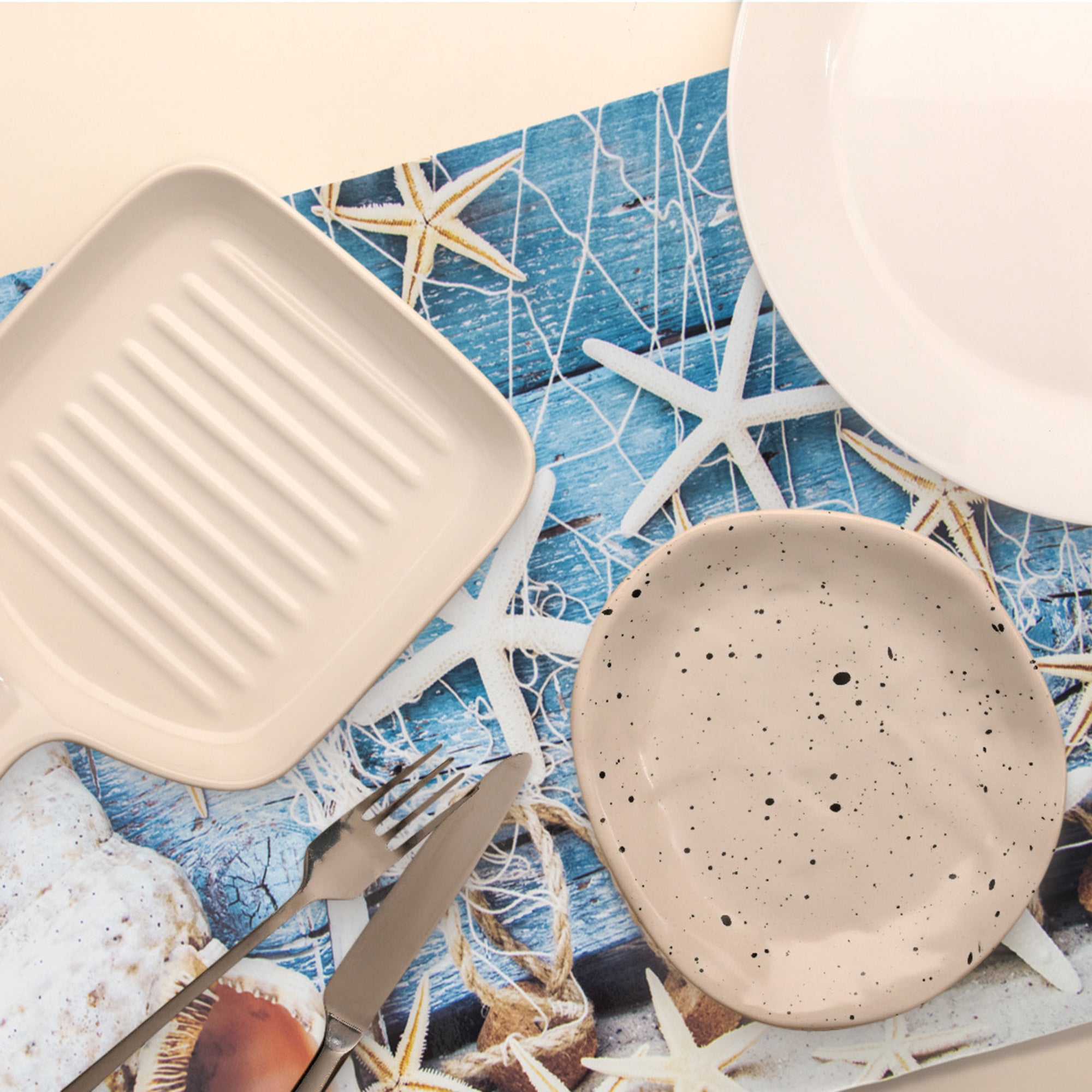 Starfish and Seashells Coastal Plastic Placemat - Set of 12