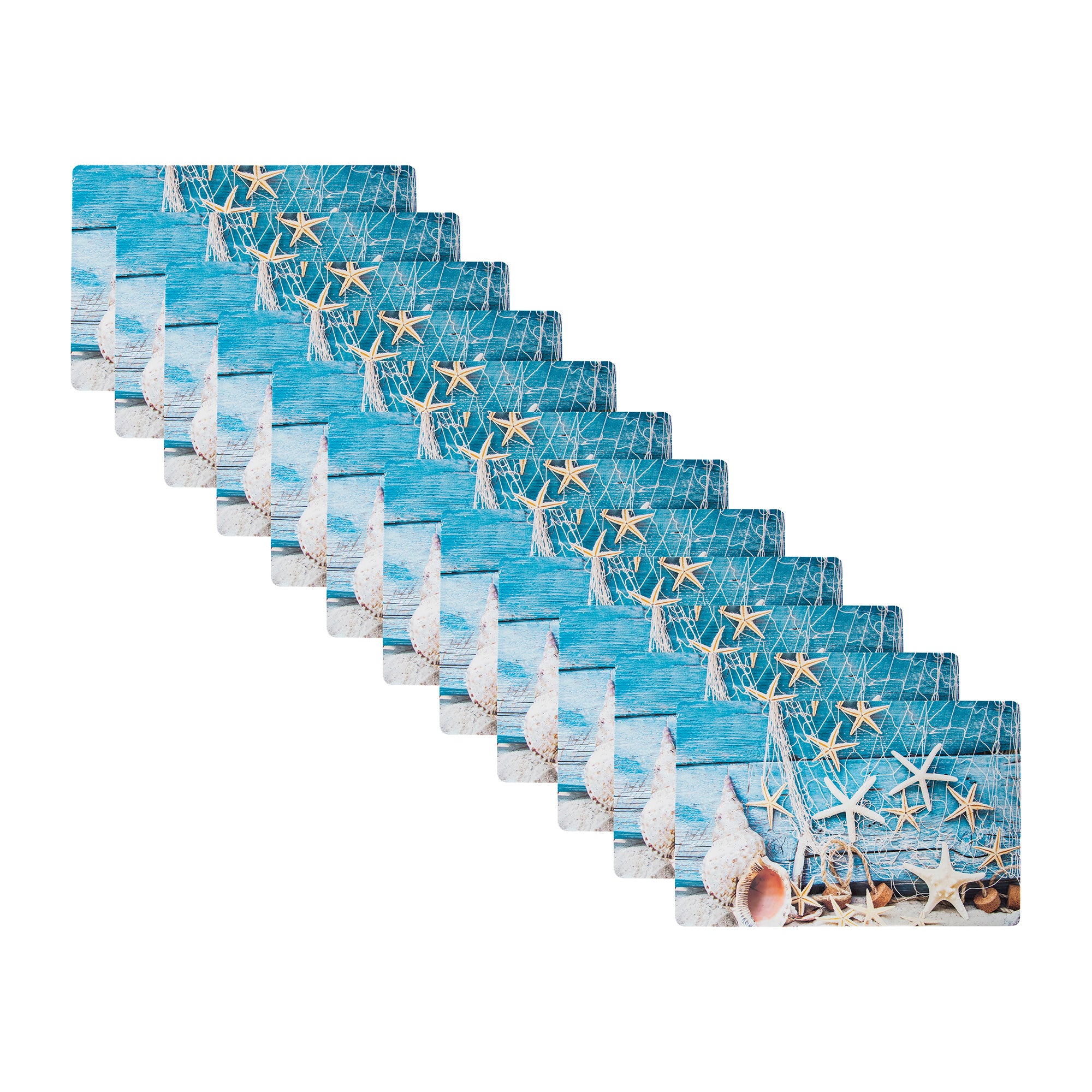 Starfish and Seashells Coastal Plastic Placemat - Set of 12